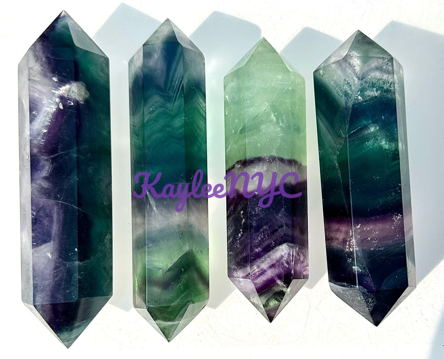 Wholesale Lot 2 Lb Natural Double Terminated Fluorite Point Wand Crystal