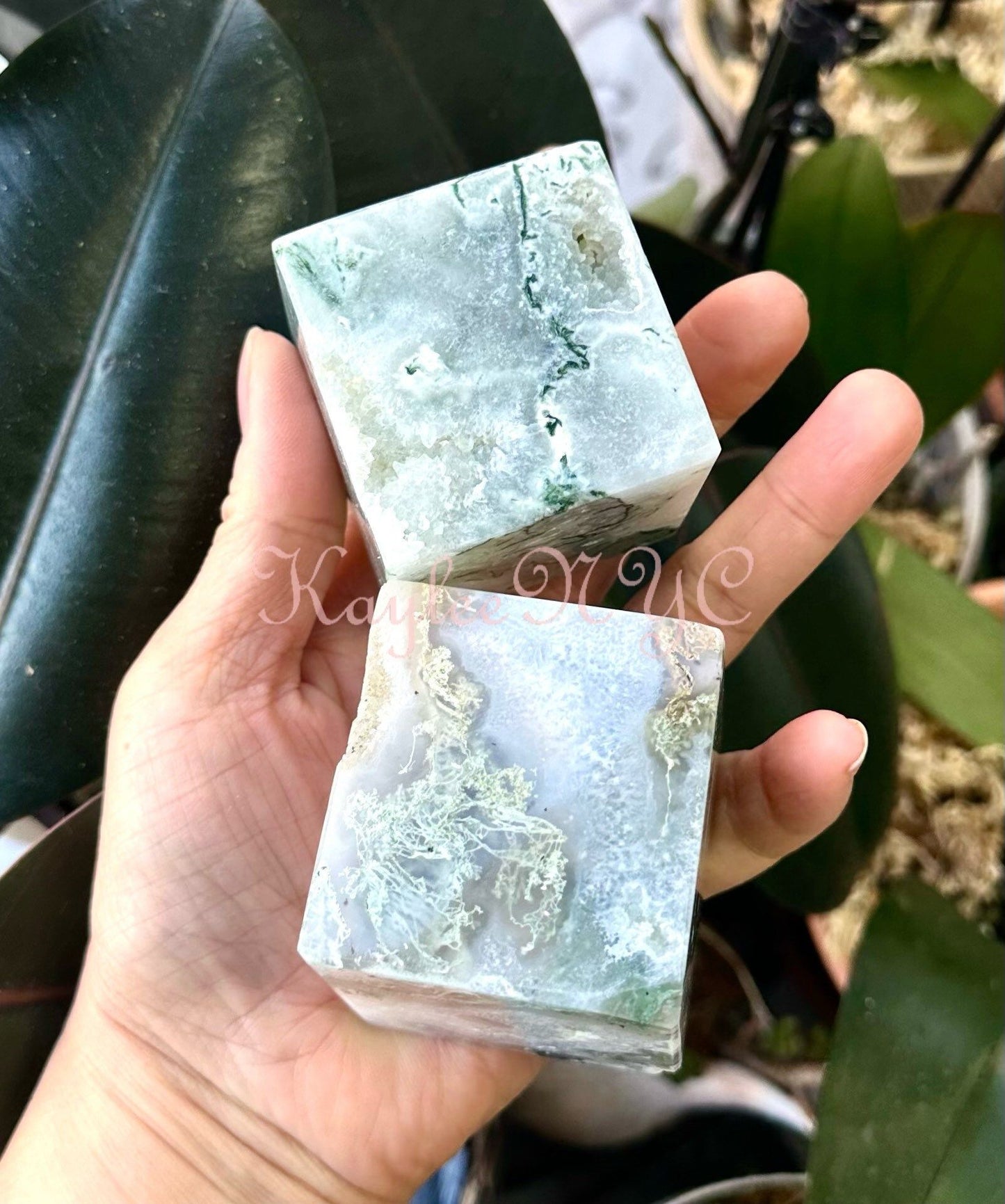 Wholesale Lot 3-4 pcs Natural Moss Agate Cube Crystal Healing Energy 2.8-3 lbs