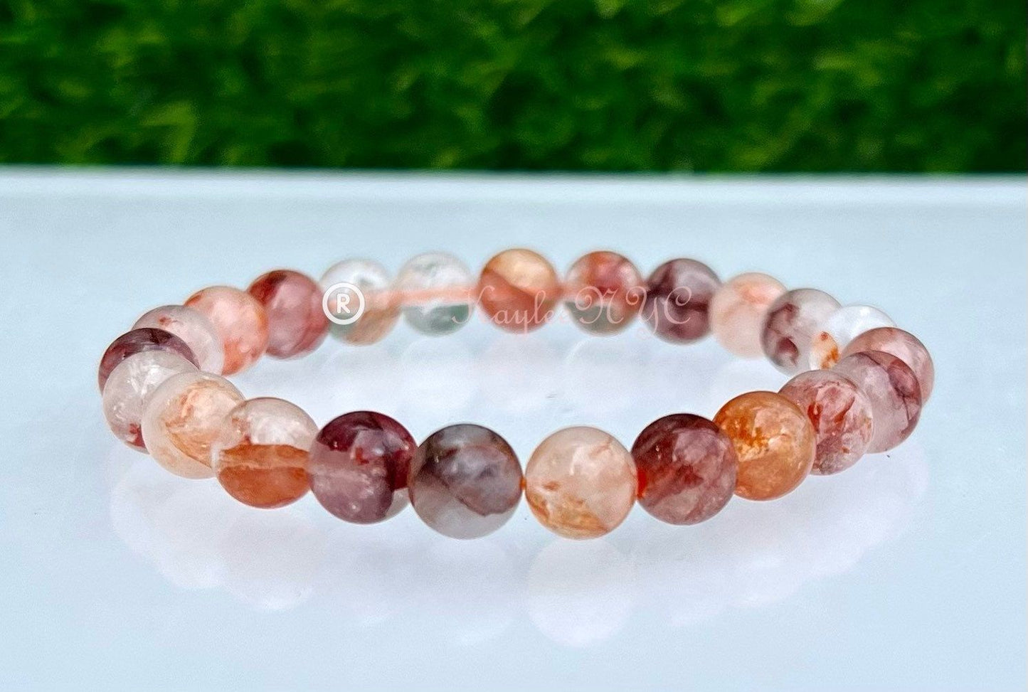 Wholesale 6 Pcs Natural Hematoid 8mm 7.5” Crystal Healing Stretch Bracelet