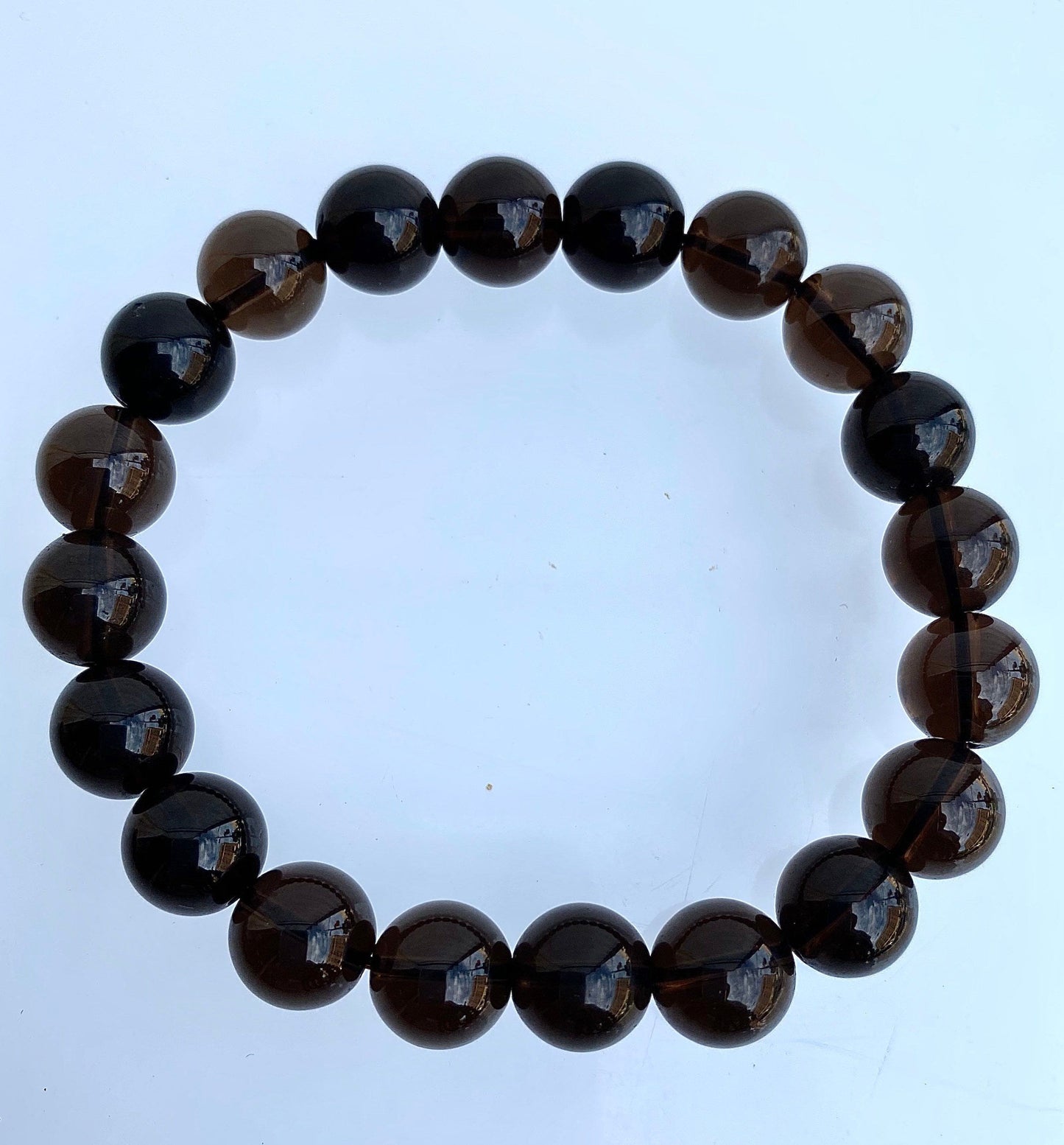 Wholesale 6 Pcs Natural Smoky Quartz 10mm 7.5" Crystal Healing Stretch Bracelet