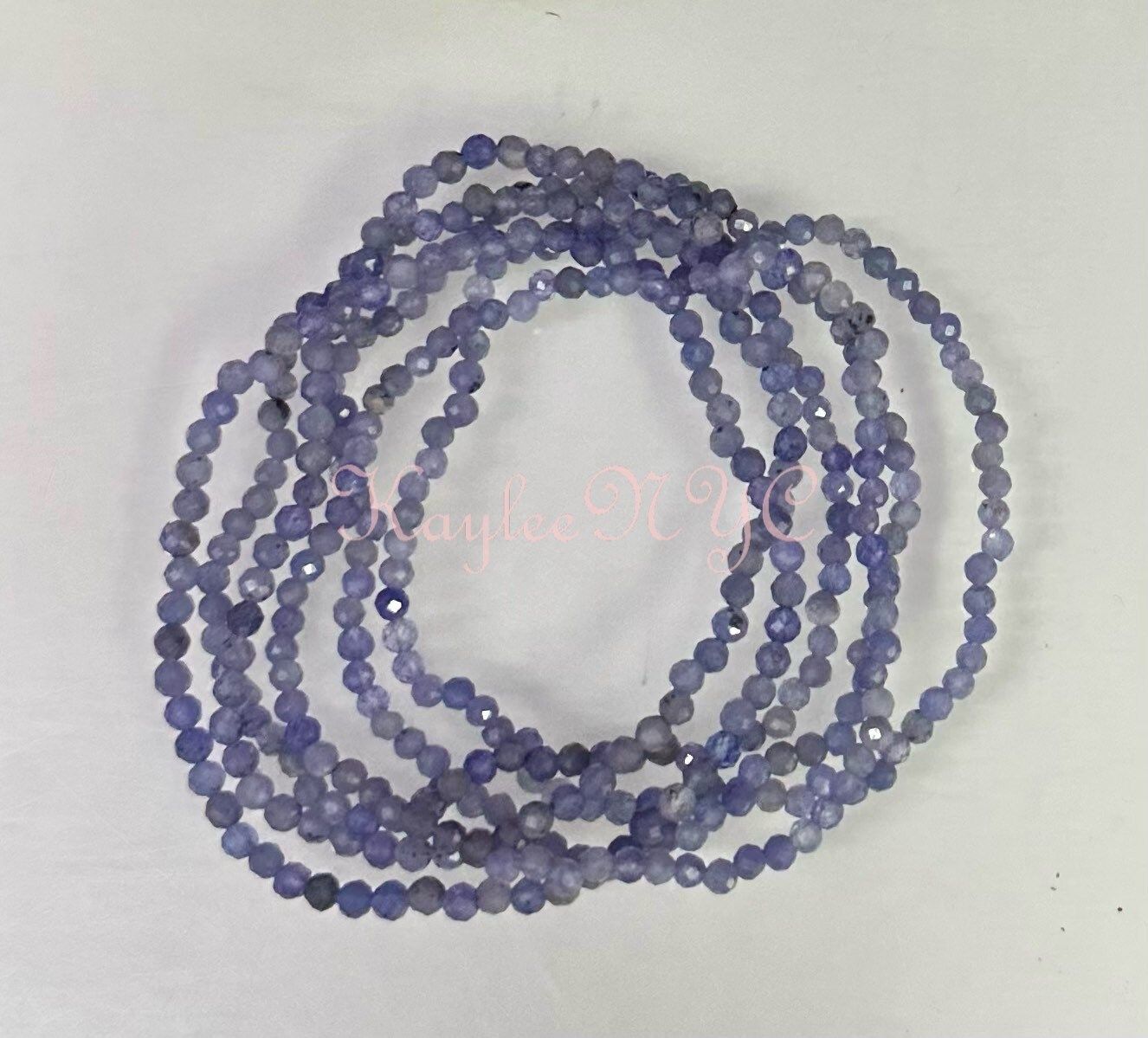 Wholesale Lot 6 Pcs Natural Tanzanite 3mm Faceted 7.5” Crystal Healing Stretch Bracelet