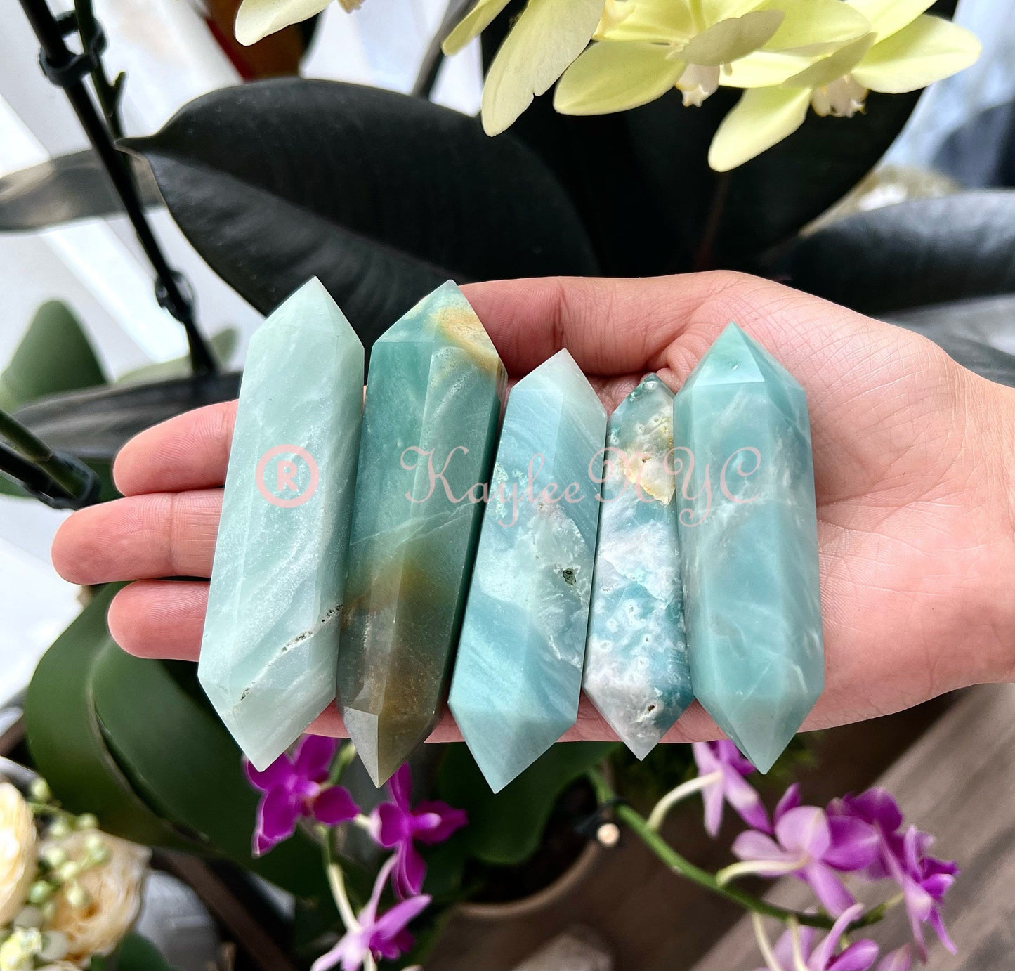 Wholesale Lot 1 Lb Natural Amazonite Double Terminated Point Crystal Healing Energy