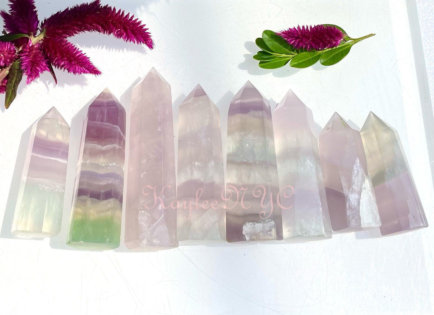 Wholesale Lot 2 lbs Natural Yttrium Fluorite Obelisk Tower Point Crystal Healing