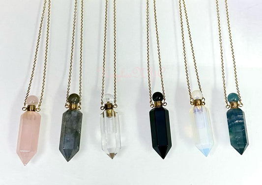 Wholesale 6 Pcs Mix Crystal Essential Oil Diffuser Pendant Necklaces