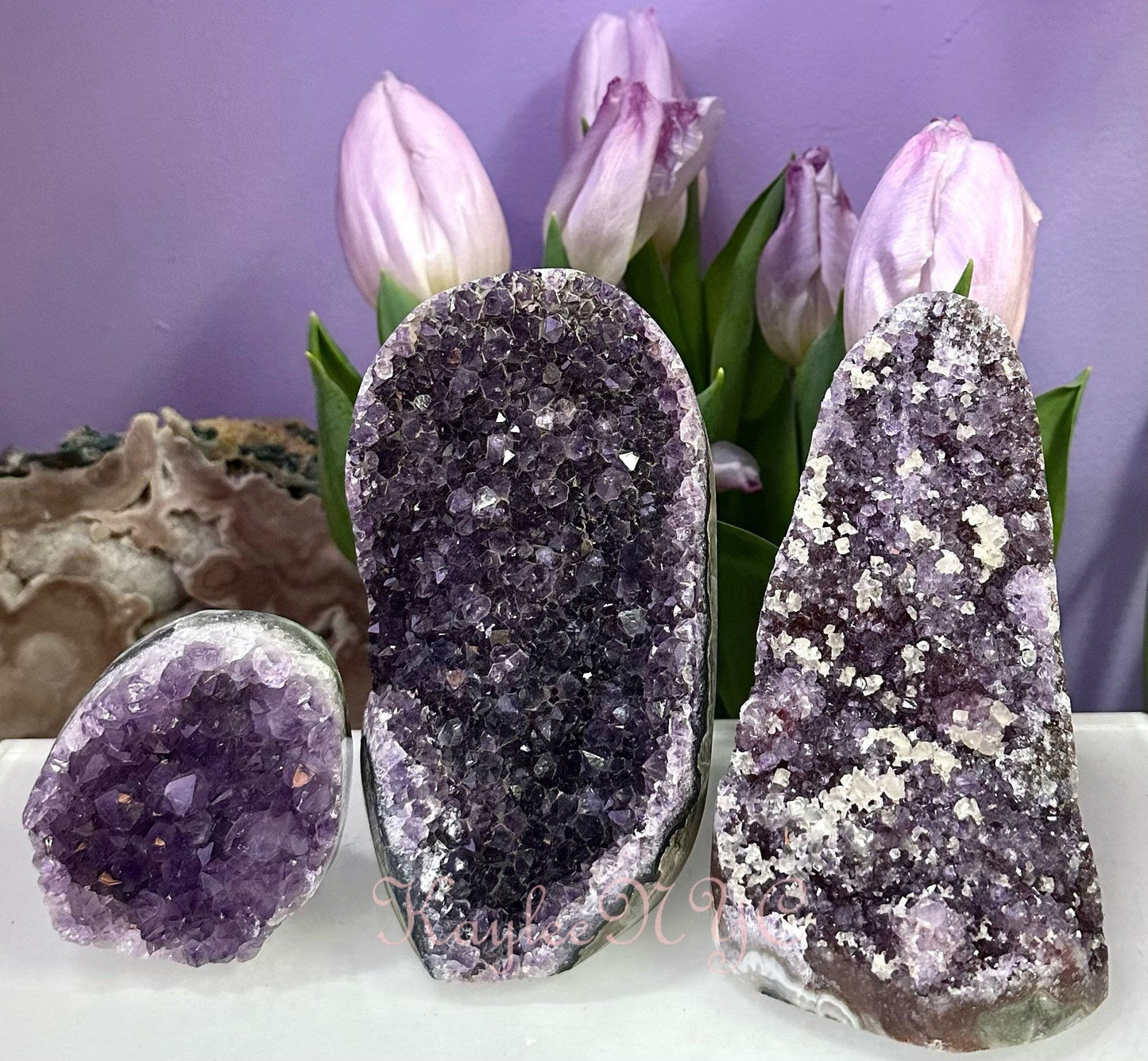 Wholesale Lot 2-3 PCs NaturalAmethyst cut base 4.8-5lbs Healing Energy