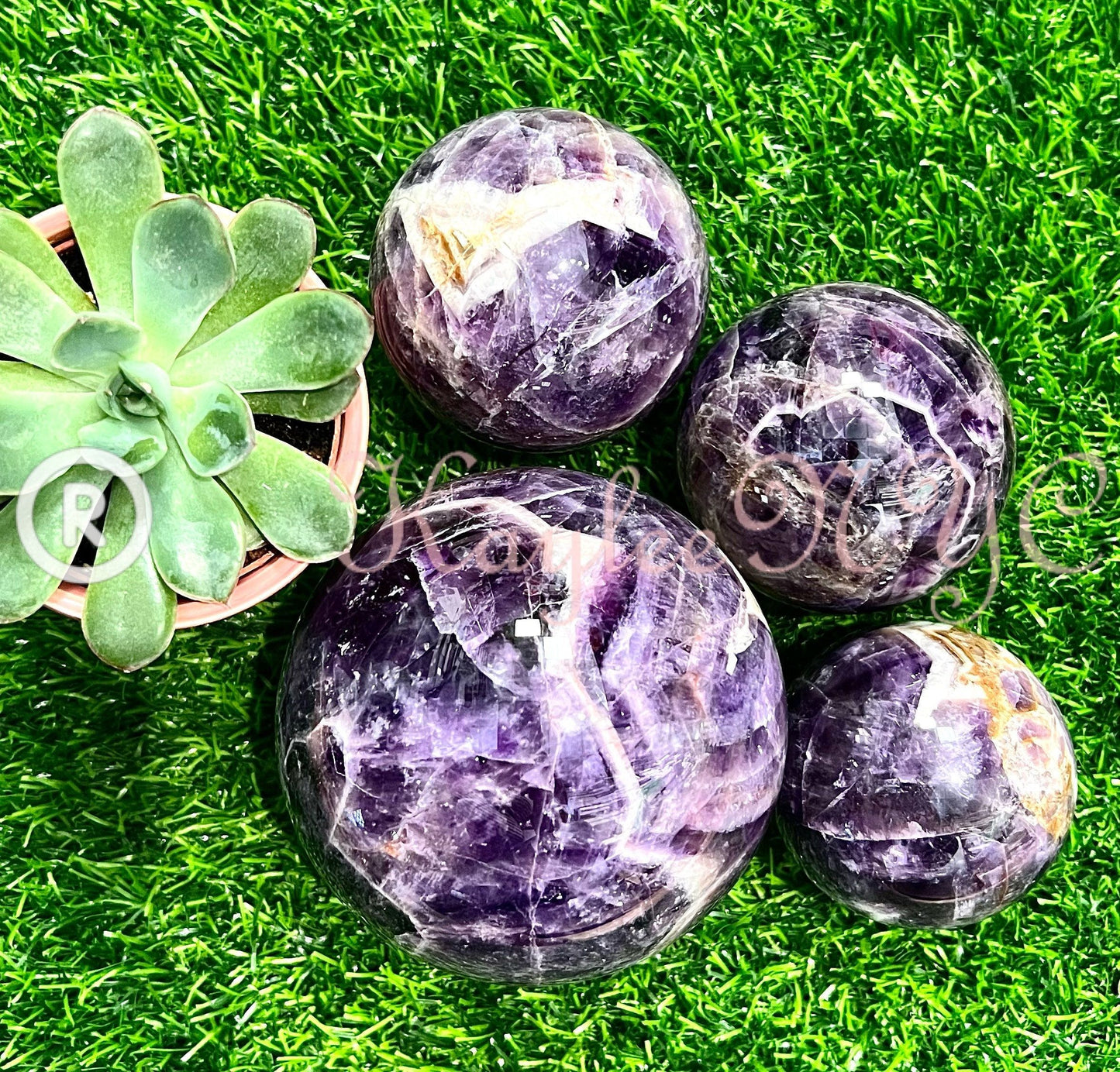 Wholesale Lot 4-5 Pcs Natural Chevron Amethyst Sphere Crystal Ball Nice Quality Healing Energy