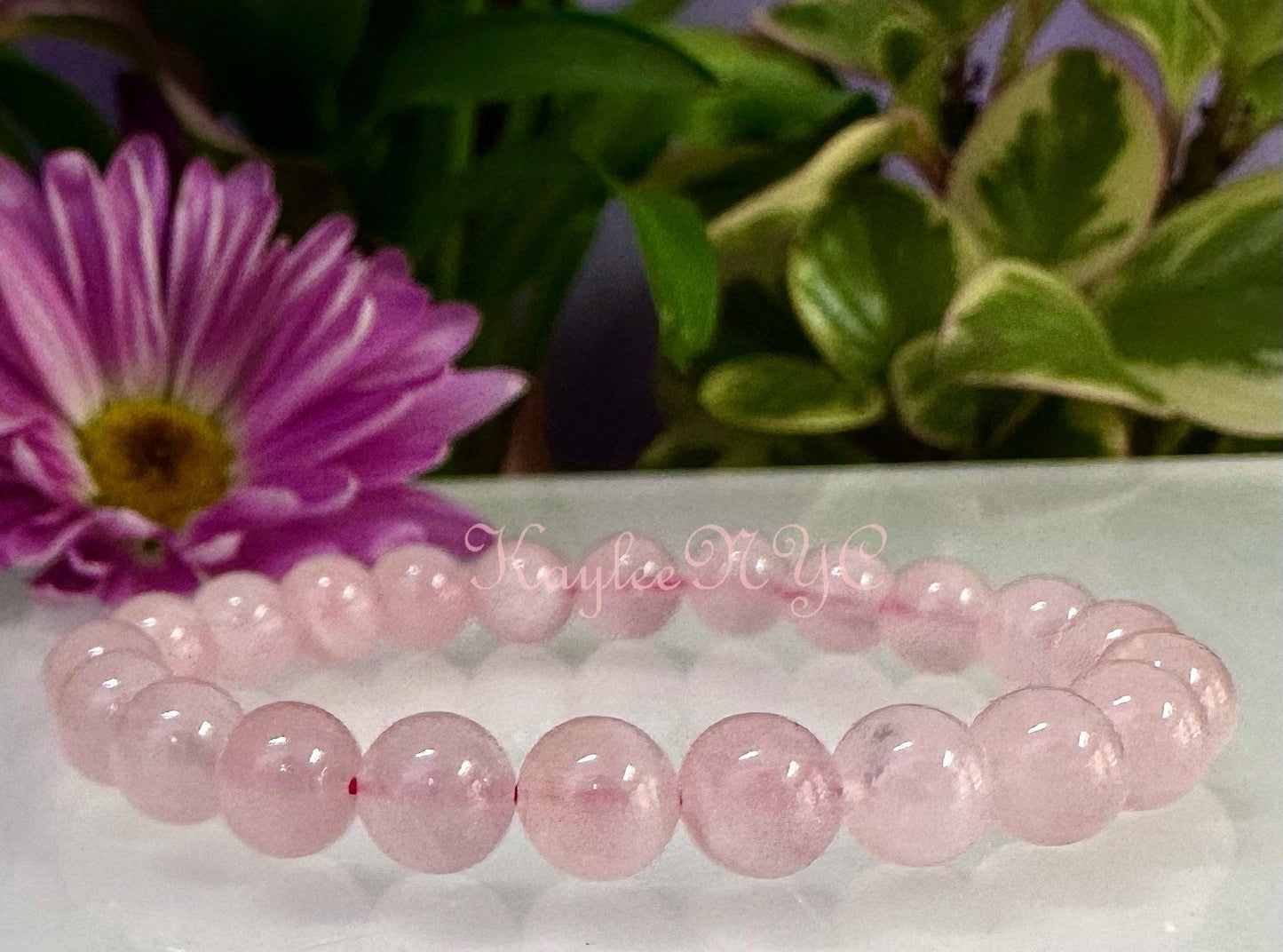 Wholesale 6 Pcs Natural Rose Quartz 8mm 7.5” Crystal Healing Stretch Bracelet