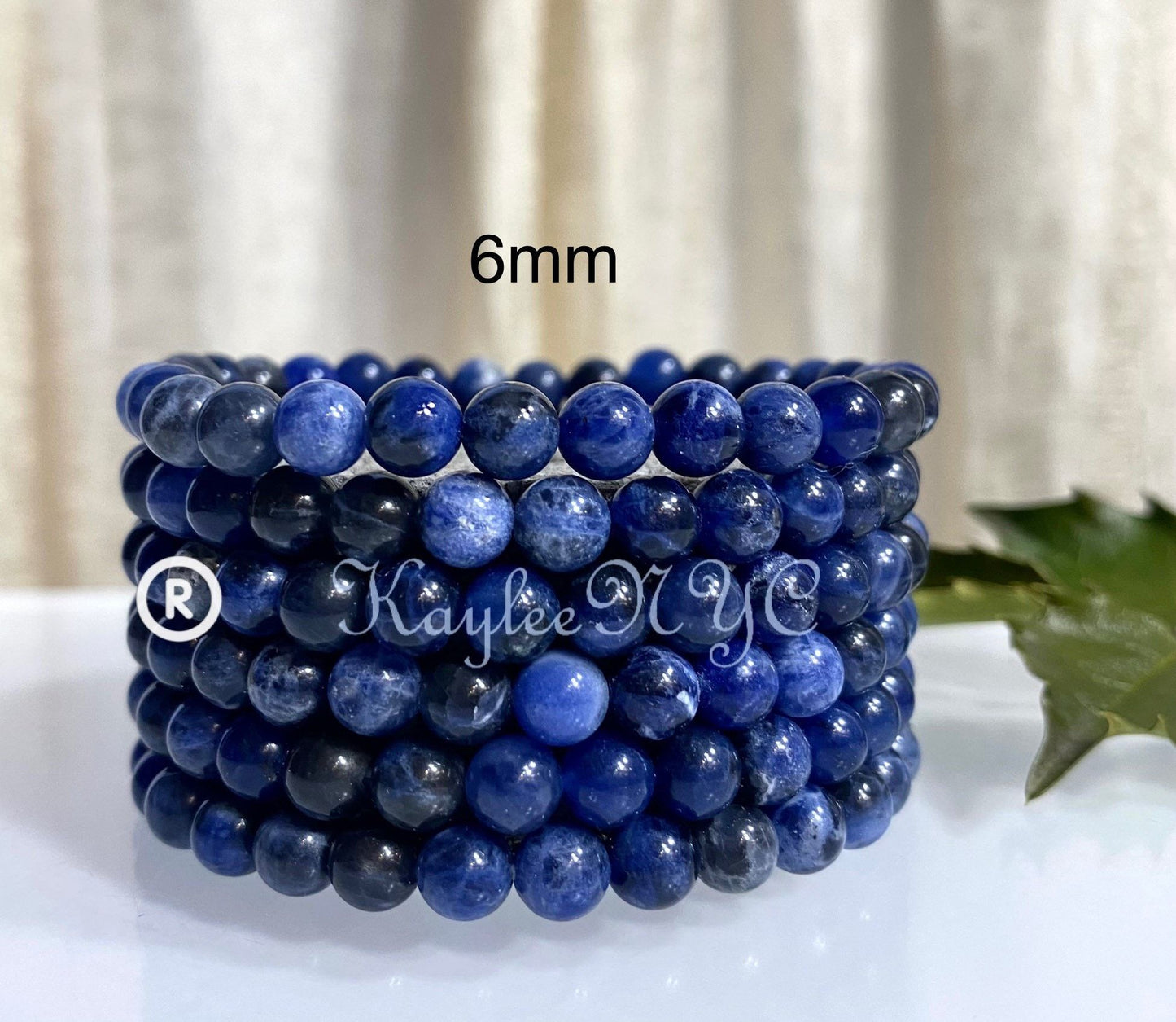 Wholesale 6 Pcs Natural Sodalite 6mm 7.5” Crystal Healing Stretch Bracelet