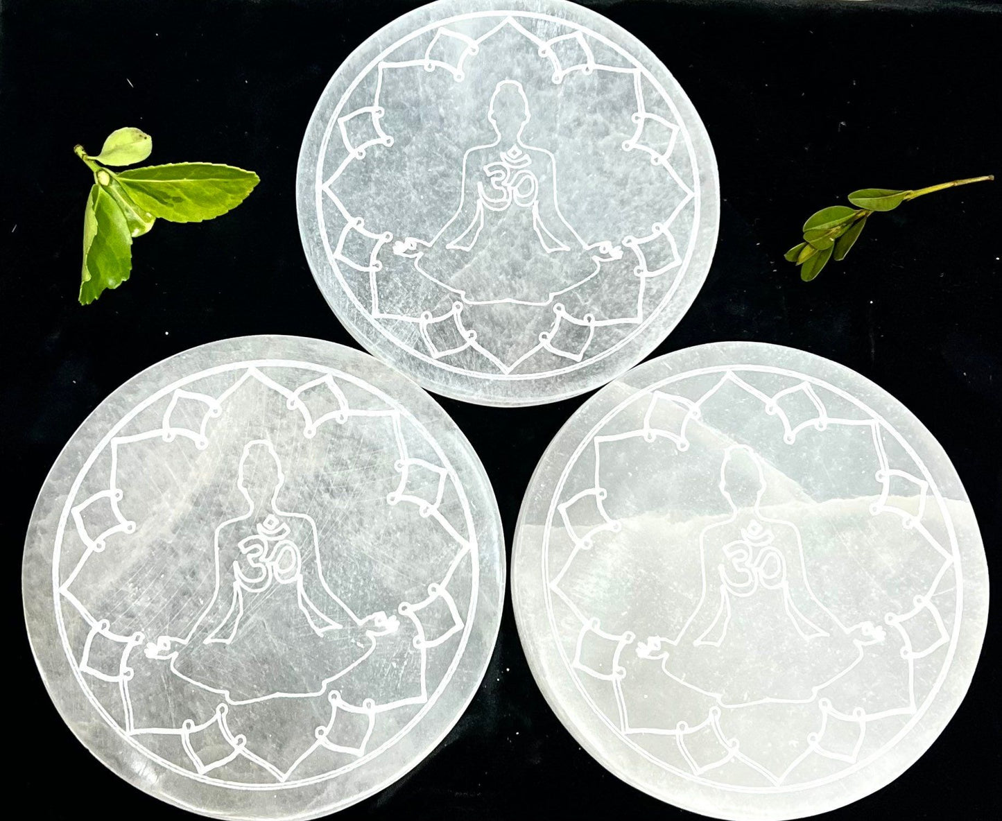 Wholesale Lot 3 pcs 5.7” Natural Selenite aka Satin Spar Charging Plate Crystal Healing Energy