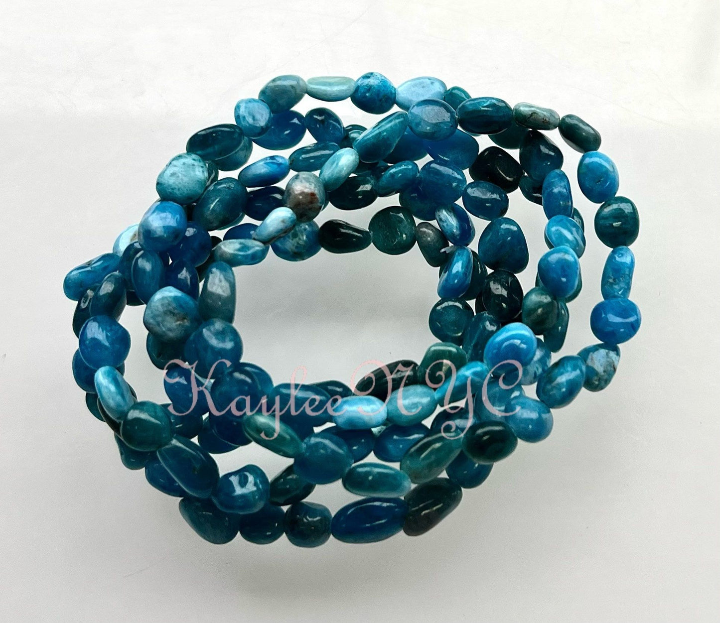 Wholesale 6 Pcs ~8mm 7.5” Natural Apatite tumble Stretch Bracelet Crystal Healing Energy