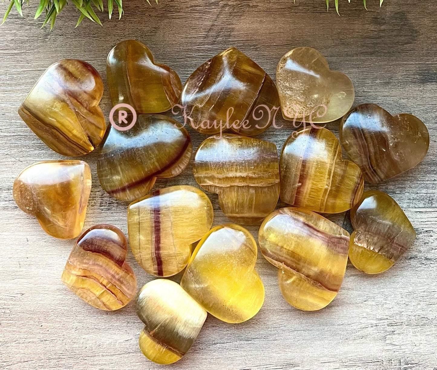 Wholesale Lot 2 lbs Natural Yellow Fluorite Crystal Heart Healing Energy