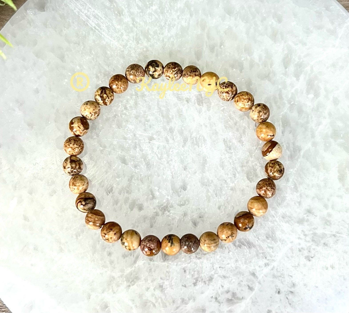 Wholesale Lot 6 Pcs Natural Picture Jasper 6mm 7.5” Crystal Healing Stretch Bracelet