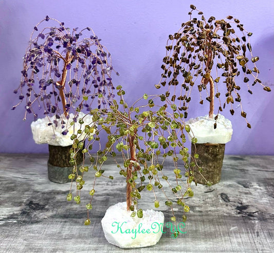 Wholesale Lot 3 Pcs Weeping Willow Tree with Angel Aura Base Crystal Healing Energy