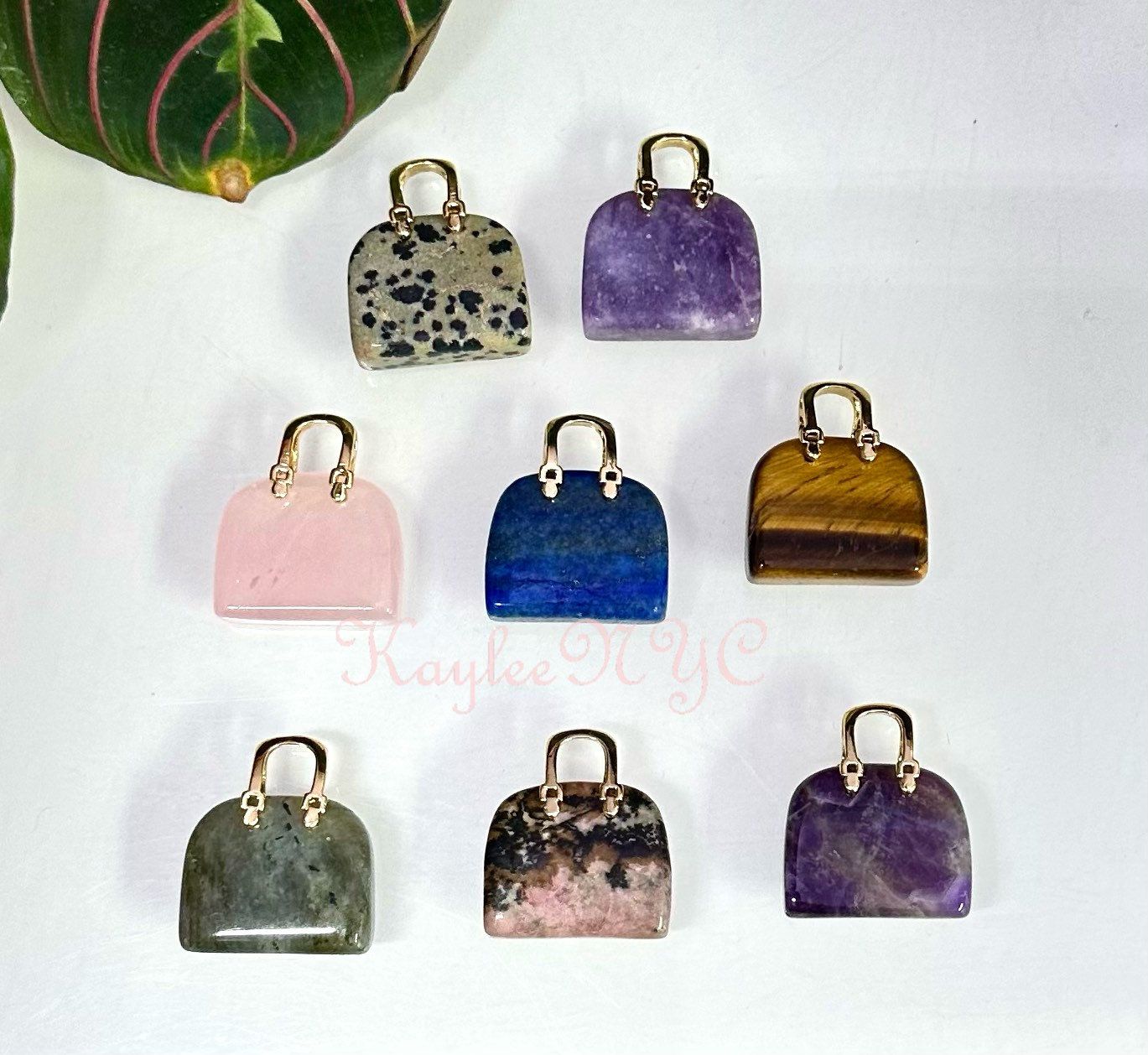 Wholesale Lot 8 Pcs 1” Natural mix Crystal Purses Nice Quality Crystal Healing Energy