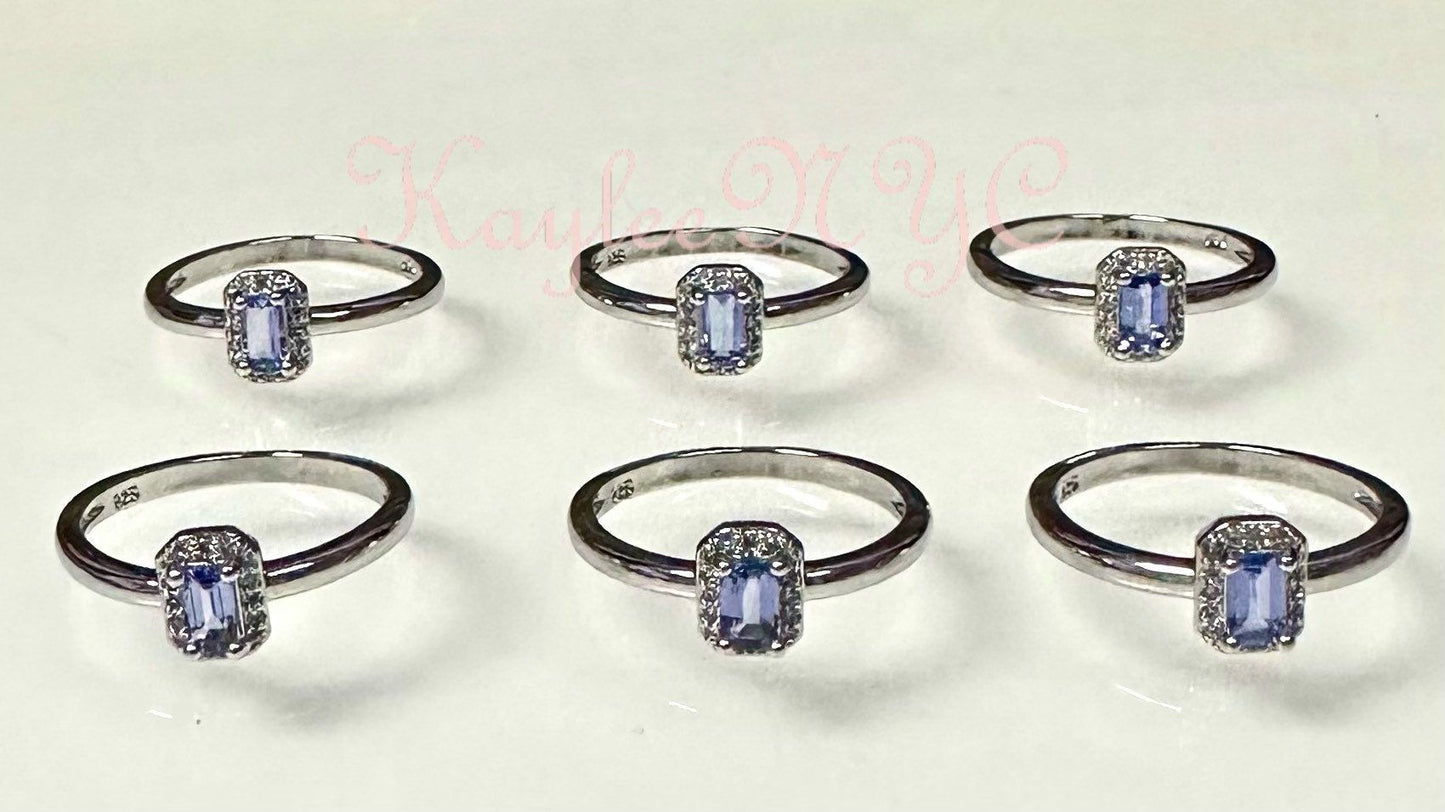 Wholesale Lot 6 pcs Natural Tanzanite Ring White Bronze