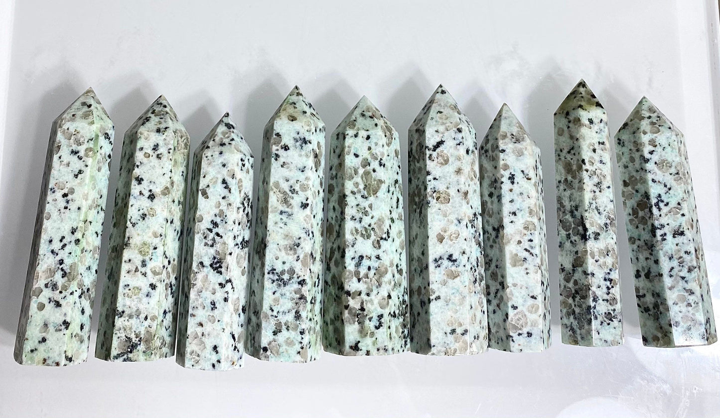 Wholesale Lot 2 Lbs Natural Kiwi Jasper Obelisk Tower Point Crystal Energy