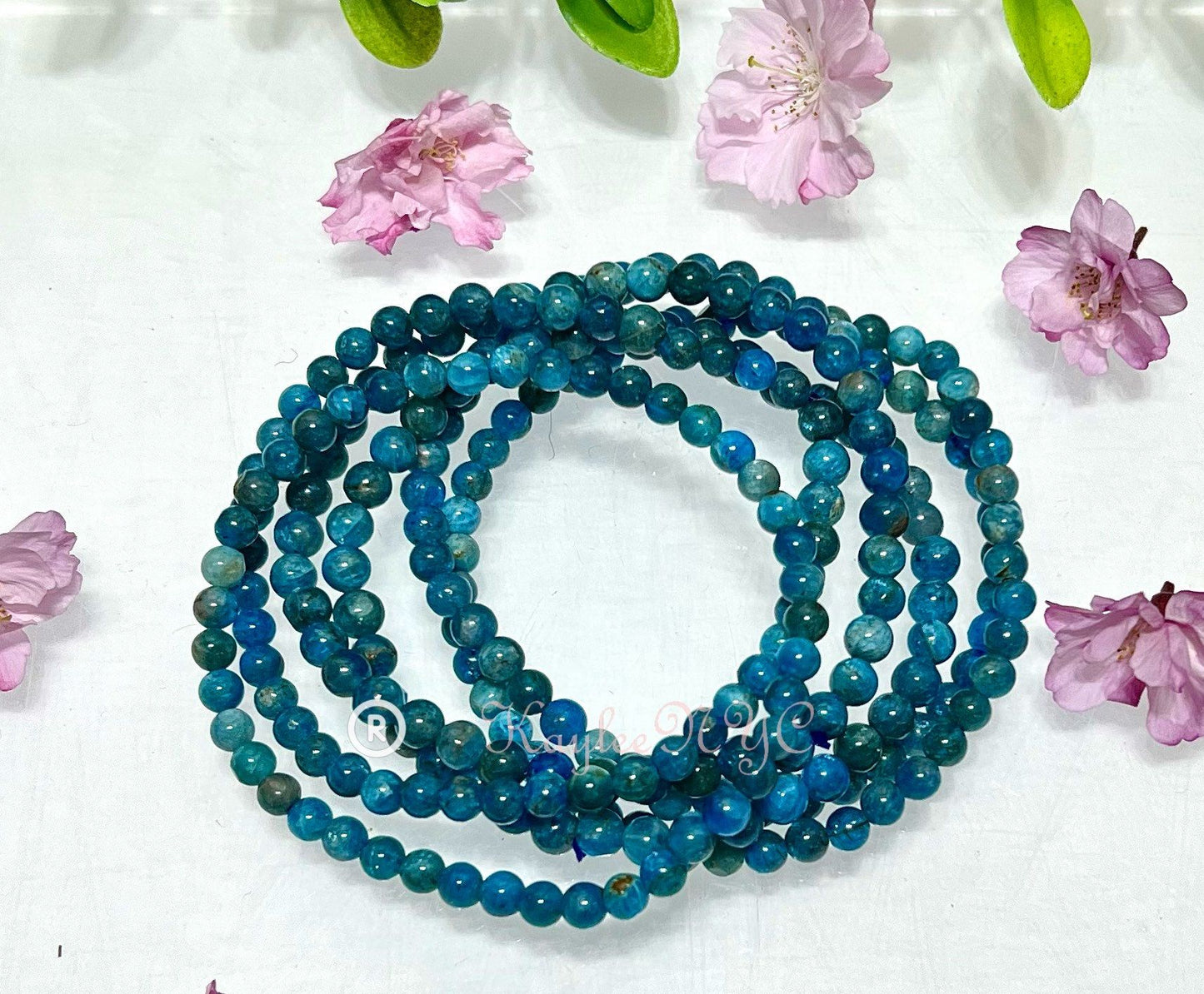 Wholesale Lot 6 Pcs Natural Apatite 4mm 7.5” Crystal Healing Stretch Bracelet