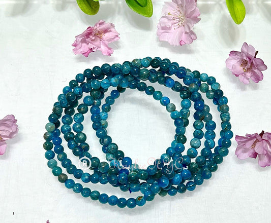 Wholesale Lot 6 Pcs Natural Apatite 4mm 7.5” Crystal Healing Stretch Bracelet