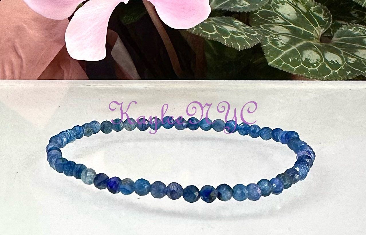 Wholesale Lot 6 Pcs Natural Blue Kyanite 4mm Faceted 7.5” Crystal Healing Stretch Bracelet