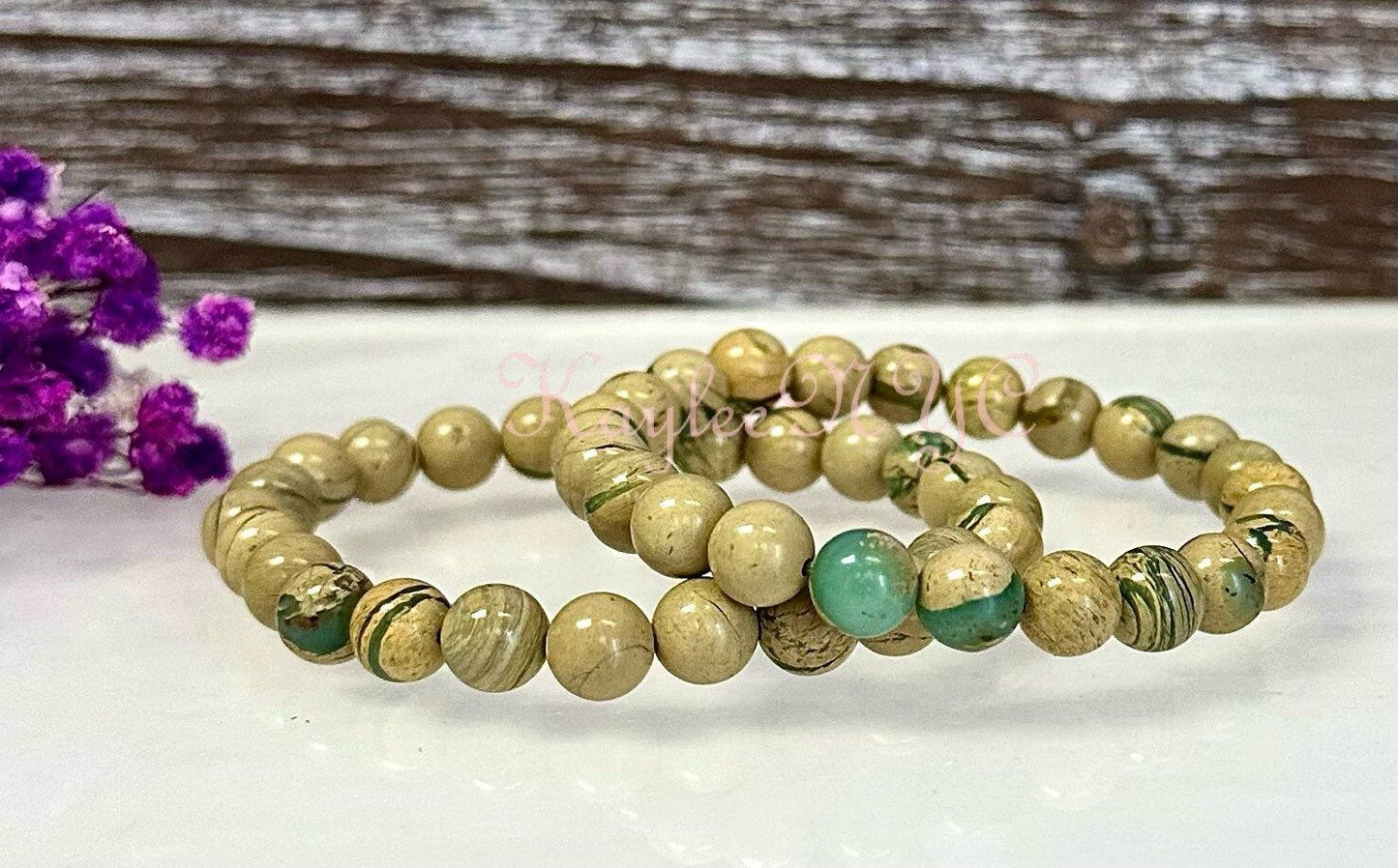 Wholesale 6 Pcs Natural Yellow Unakite Jasper Aka Chrysoprase 8mm 7.5” Crystal Healing Stretch Bracelet