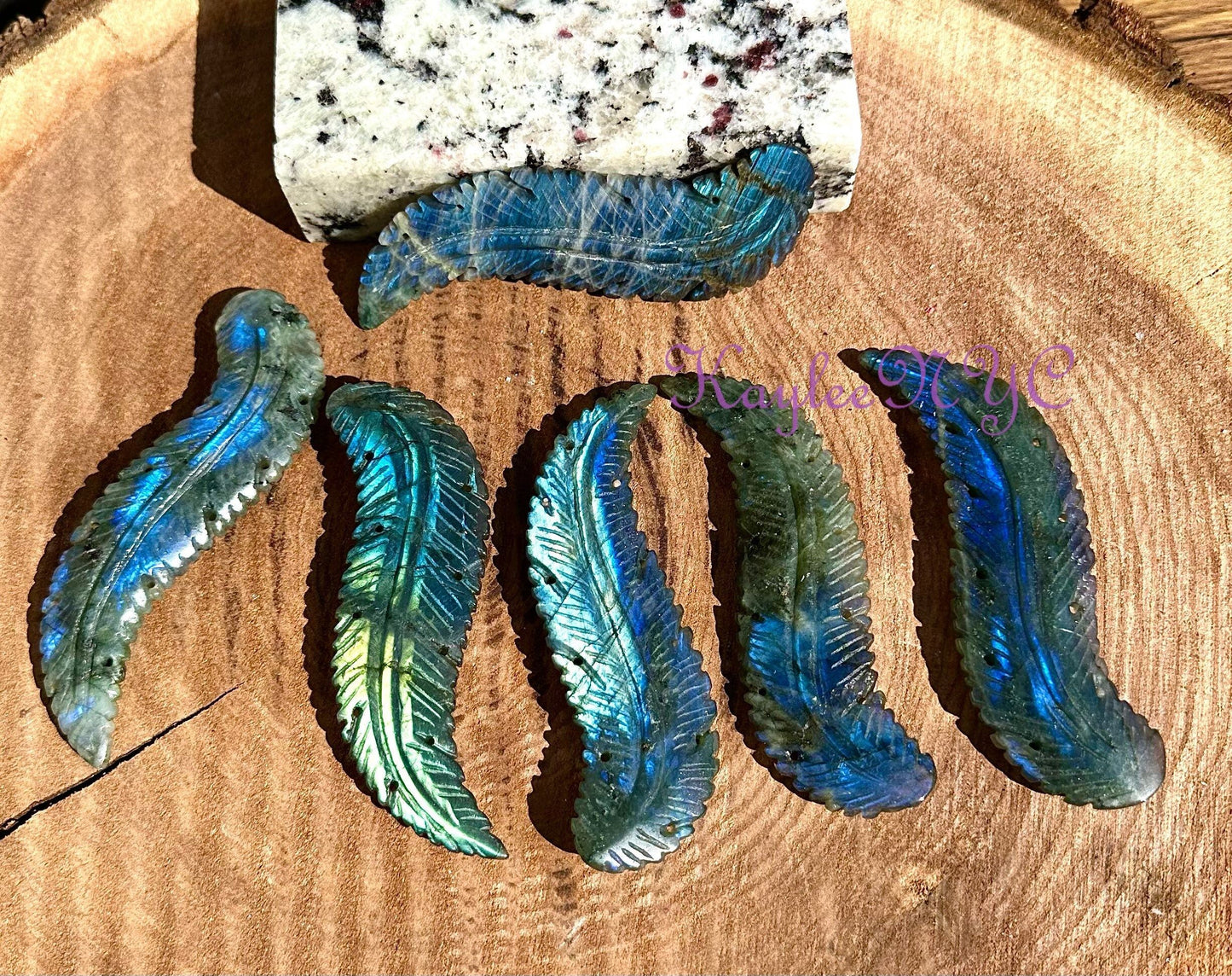 Wholesale Lot 6 PCs 4” Natural Labradorite Feather Healing Energy