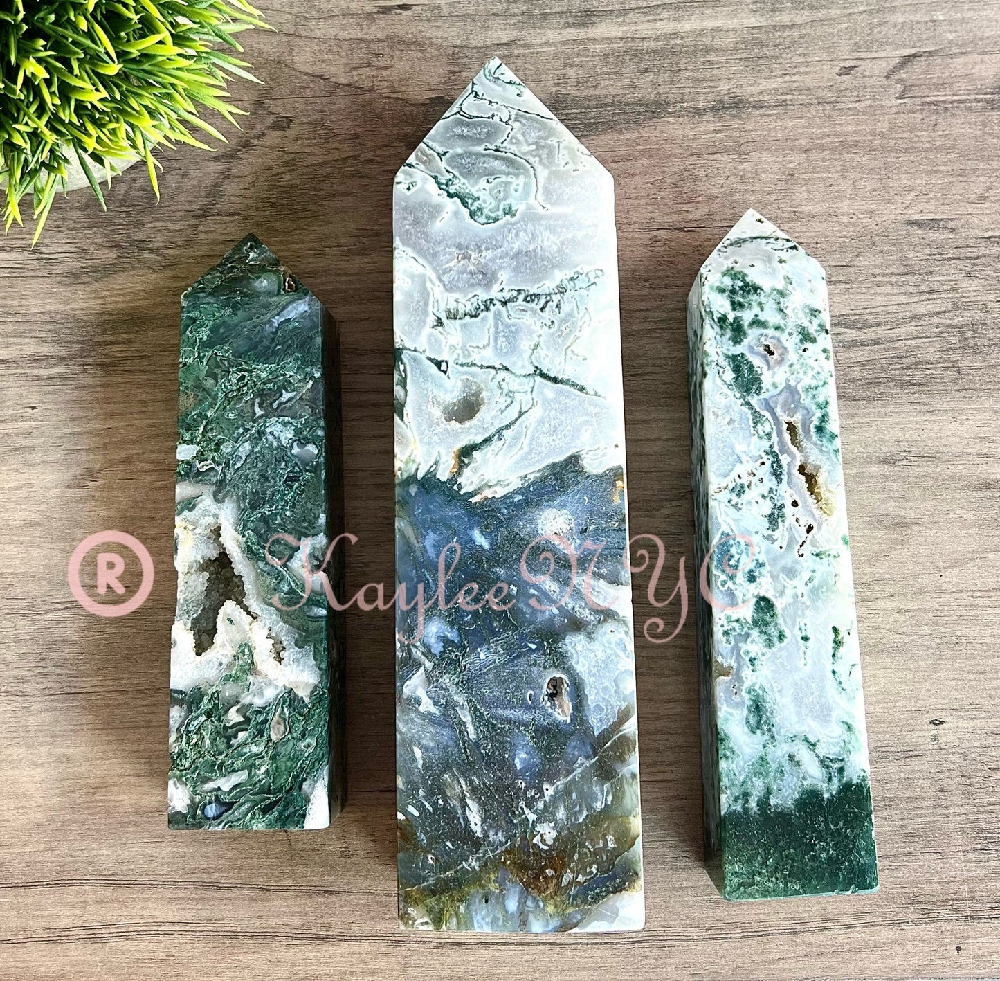 Wholesale Lot 3-4 pcs large Natural Moss Agate obelisk Tower Point Crystal Healing Energy 5.9 to 6 lbs