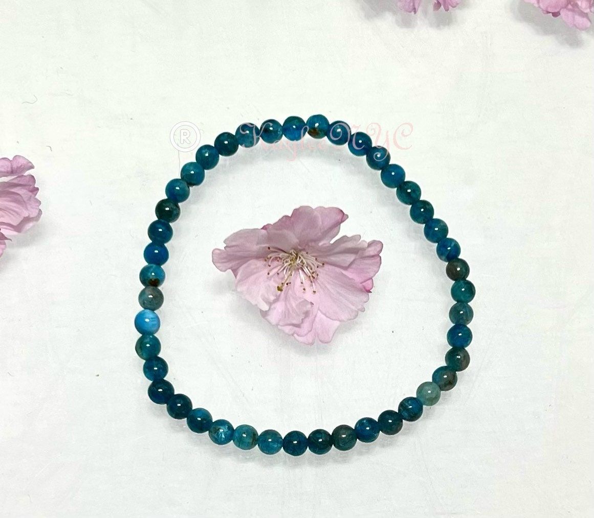 Wholesale Lot 6 Pcs Natural Apatite 4mm 7.5” Crystal Healing Stretch Bracelet