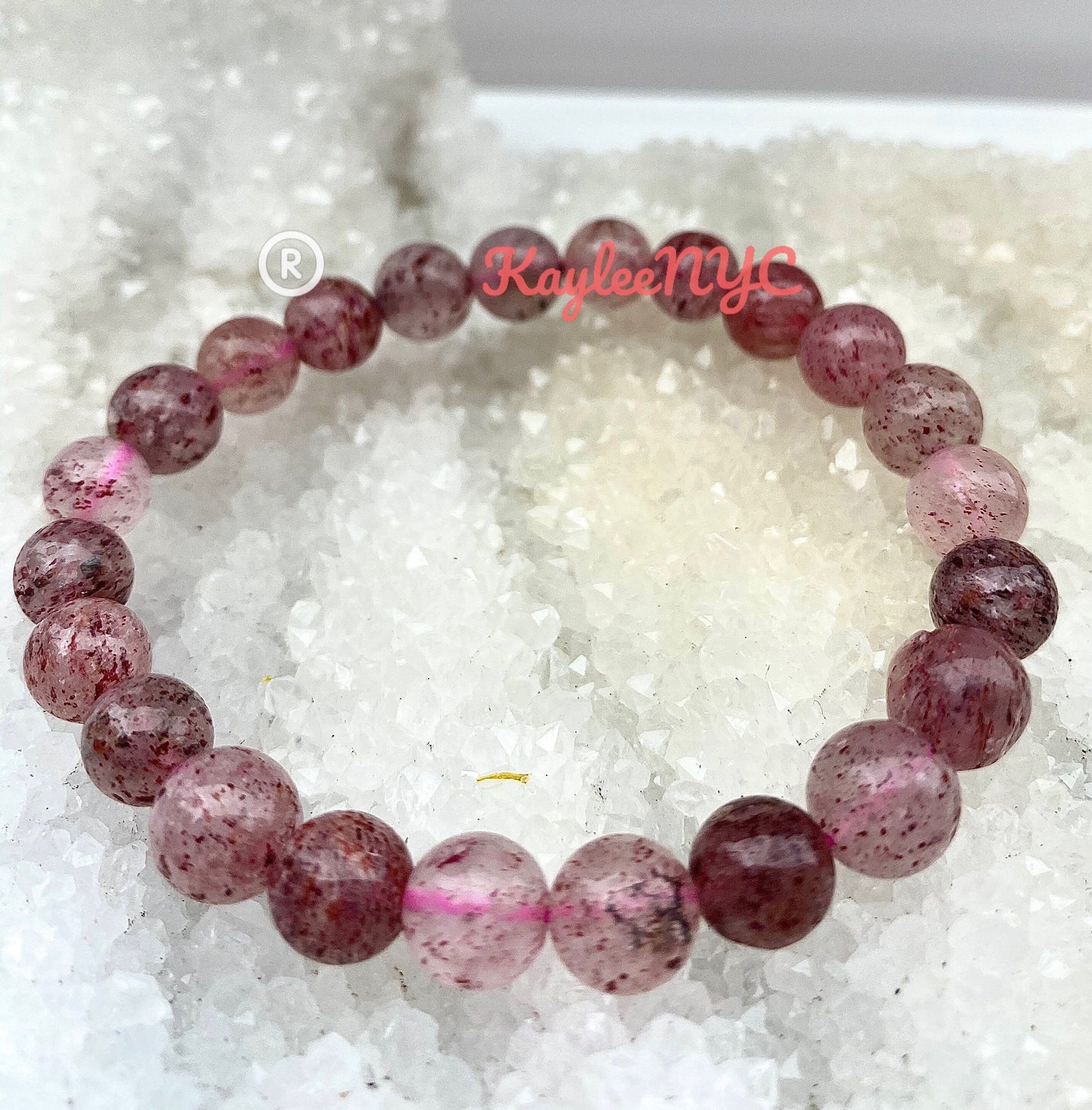 Wholesale Lot 6 Pcs Strawberry Quartz 8mm Crystal Healing Stretch Bracelet