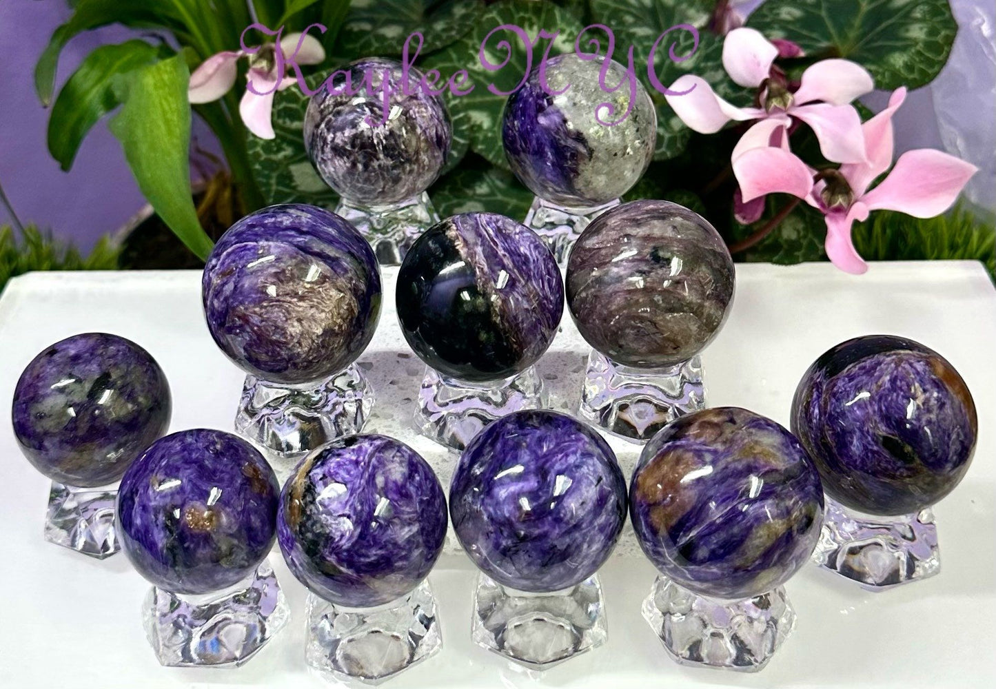 Wholesale Lot 2 lbs Natural Charoite Spheres Crystal Ball Energy Healing