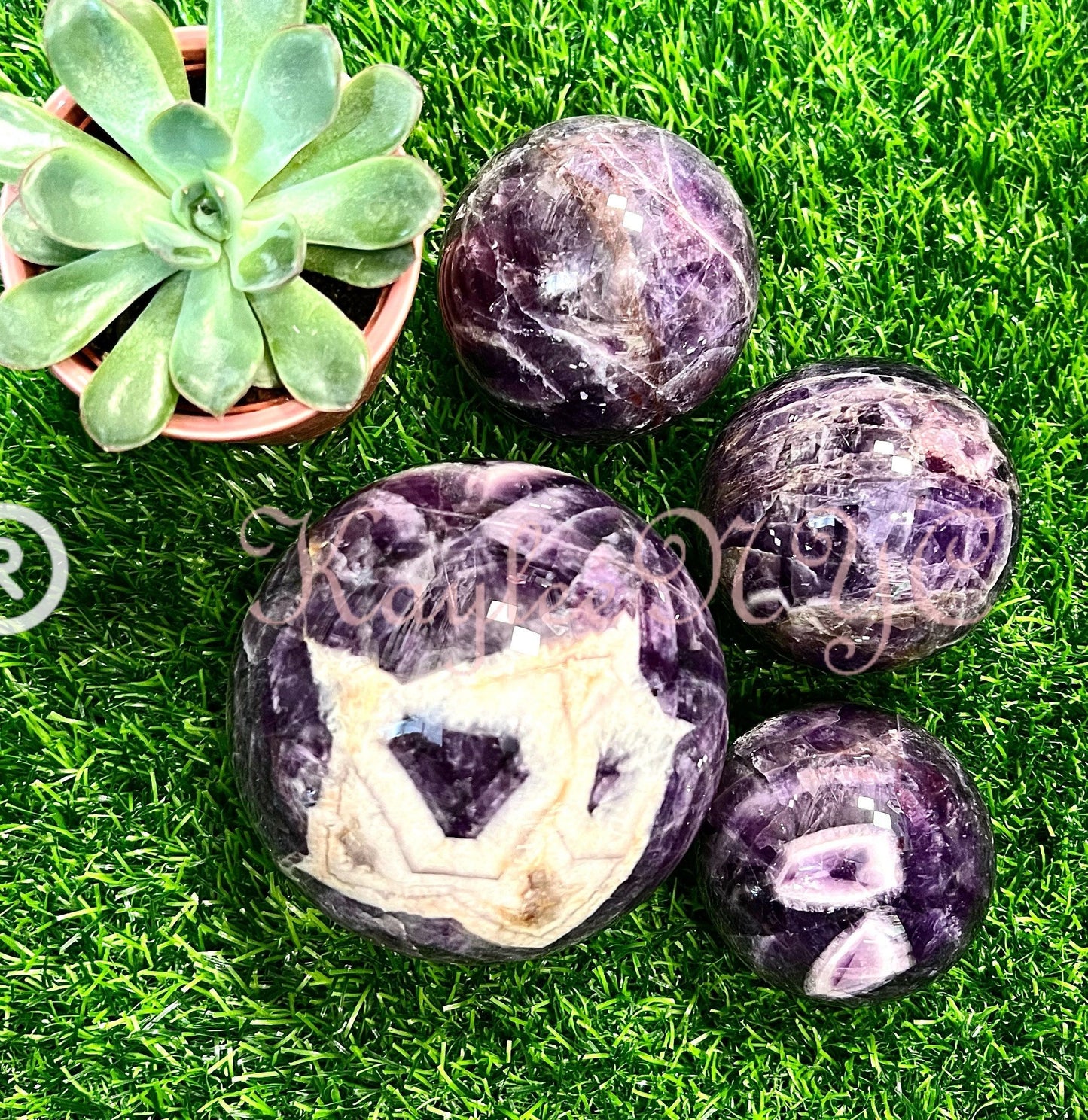 Wholesale Lot 4-5 Pcs Natural Chevron Amethyst Sphere Crystal Ball Nice Quality Healing Energy