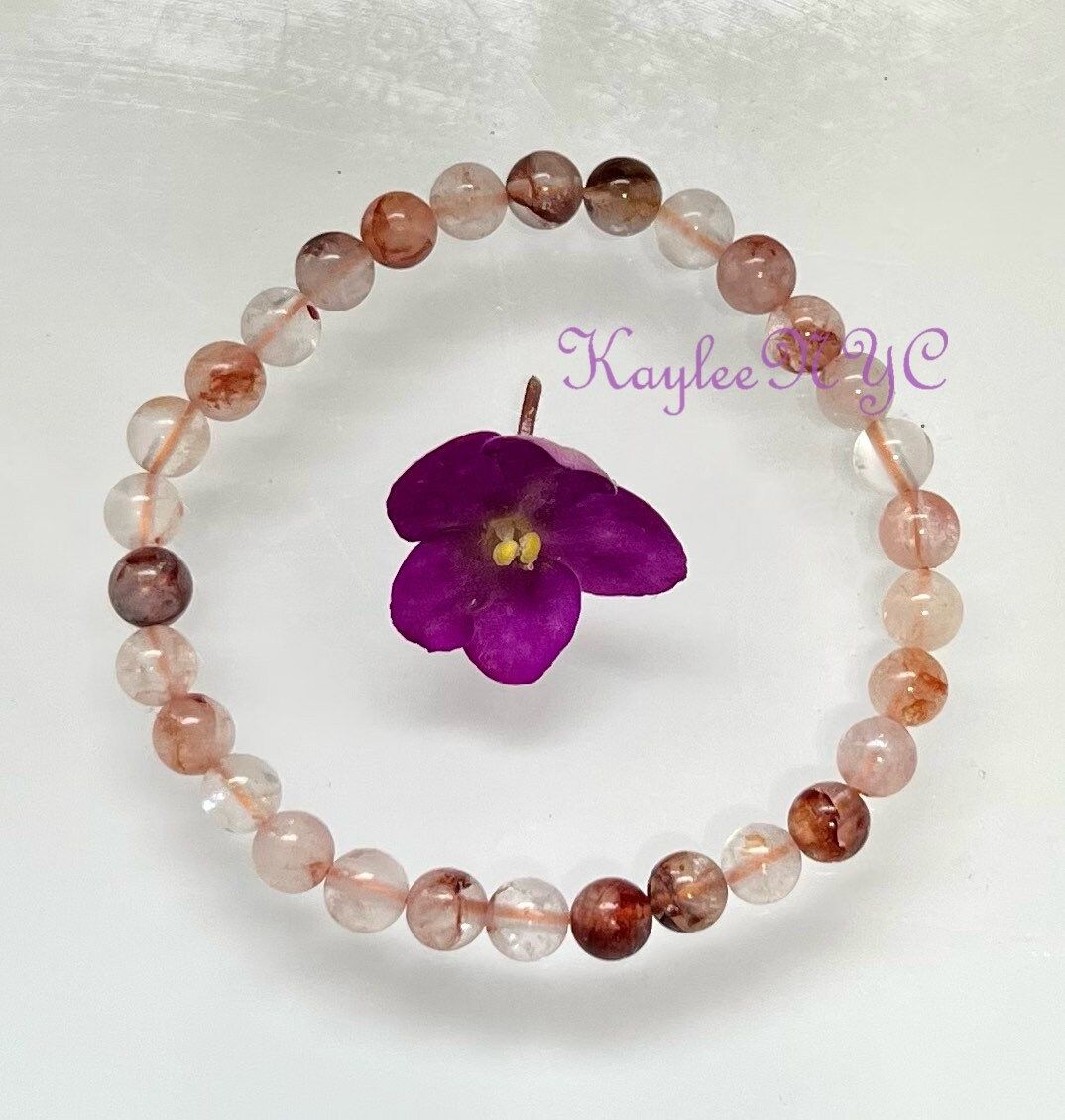 Wholesale 6 Pcs Natural Hematoid 6mm 7.5” Crystal Healing Stretch Bracelet