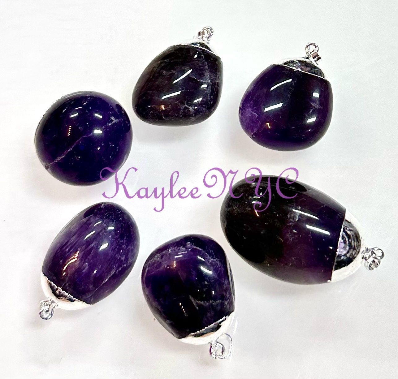 Wholesale Lot 6 Pcs Natural Amethyst Pendant Natural Healing