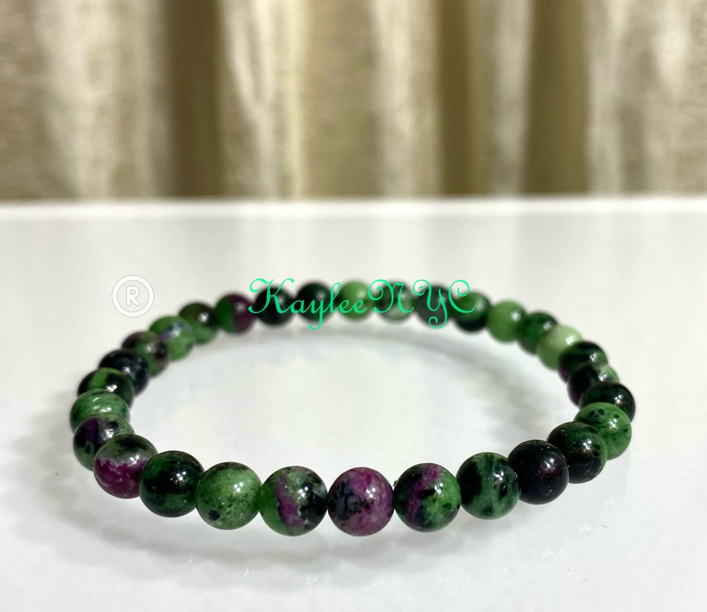 Wholesale 6 Pcs Natural Ruby Zoisite 6mm 7.5” Crystal Healing Stretch Bracelet