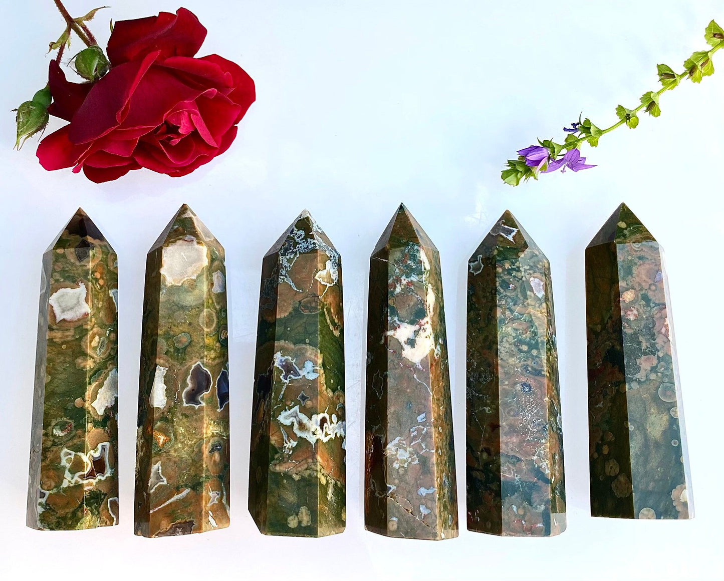 Wholesale Lot 1 lb Natural Rainforest Jasper Obelisk aka Rhyolite Tower Point Crystal Healing Energy