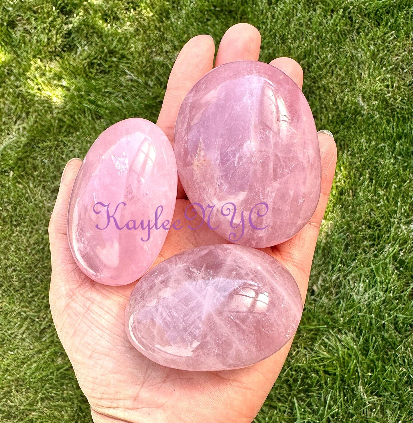 Wholesale Lot 2 Lbs Natural Rose Quartz Crystal Palm Stone Healing Energy