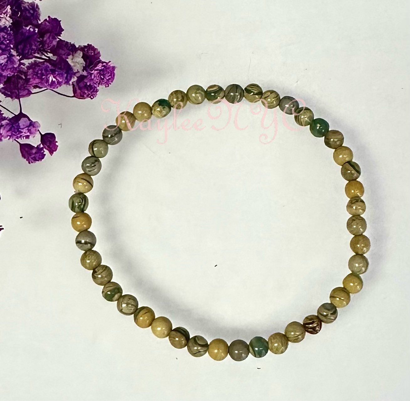 Wholesale 6 Pcs Natural Yellow Unakite Jasper Aka Chrysoprase 4mm 7.5” Crystal Healing Stretch Bracelet