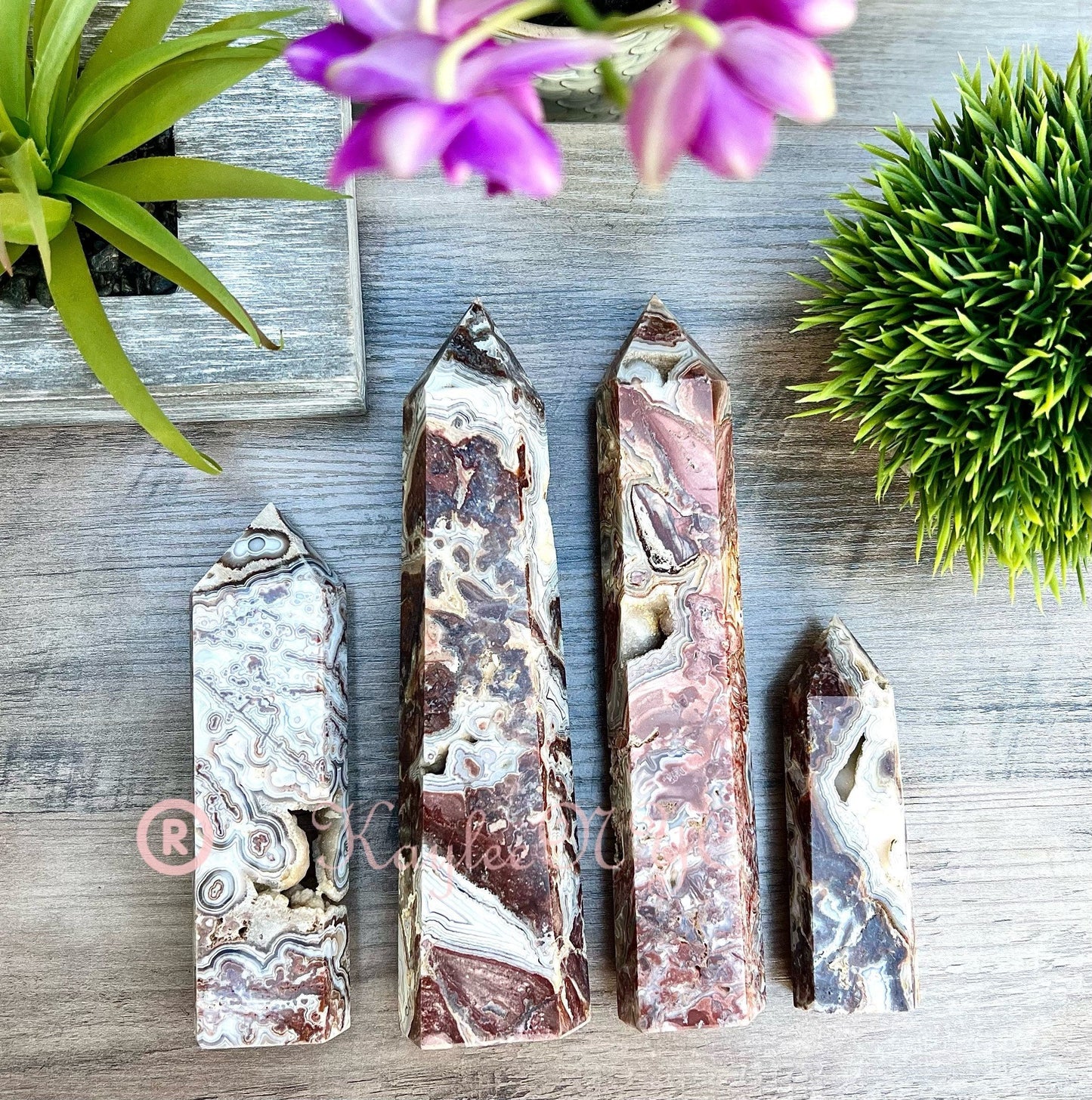 Wholesale Lot 3-4 PCs large Natural Mexican Red Crazy Lace Agate Obelisk Tower Point Crystal Healing