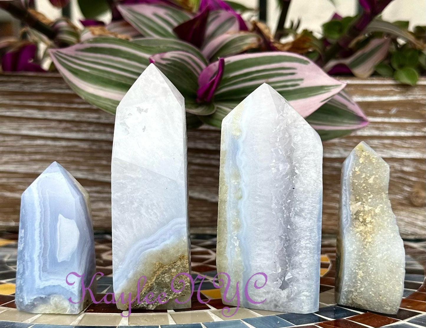 Wholesale Lot 1 Lb Natural Blue Lace Agate with Druzy Obelisk Tower Point Crystal