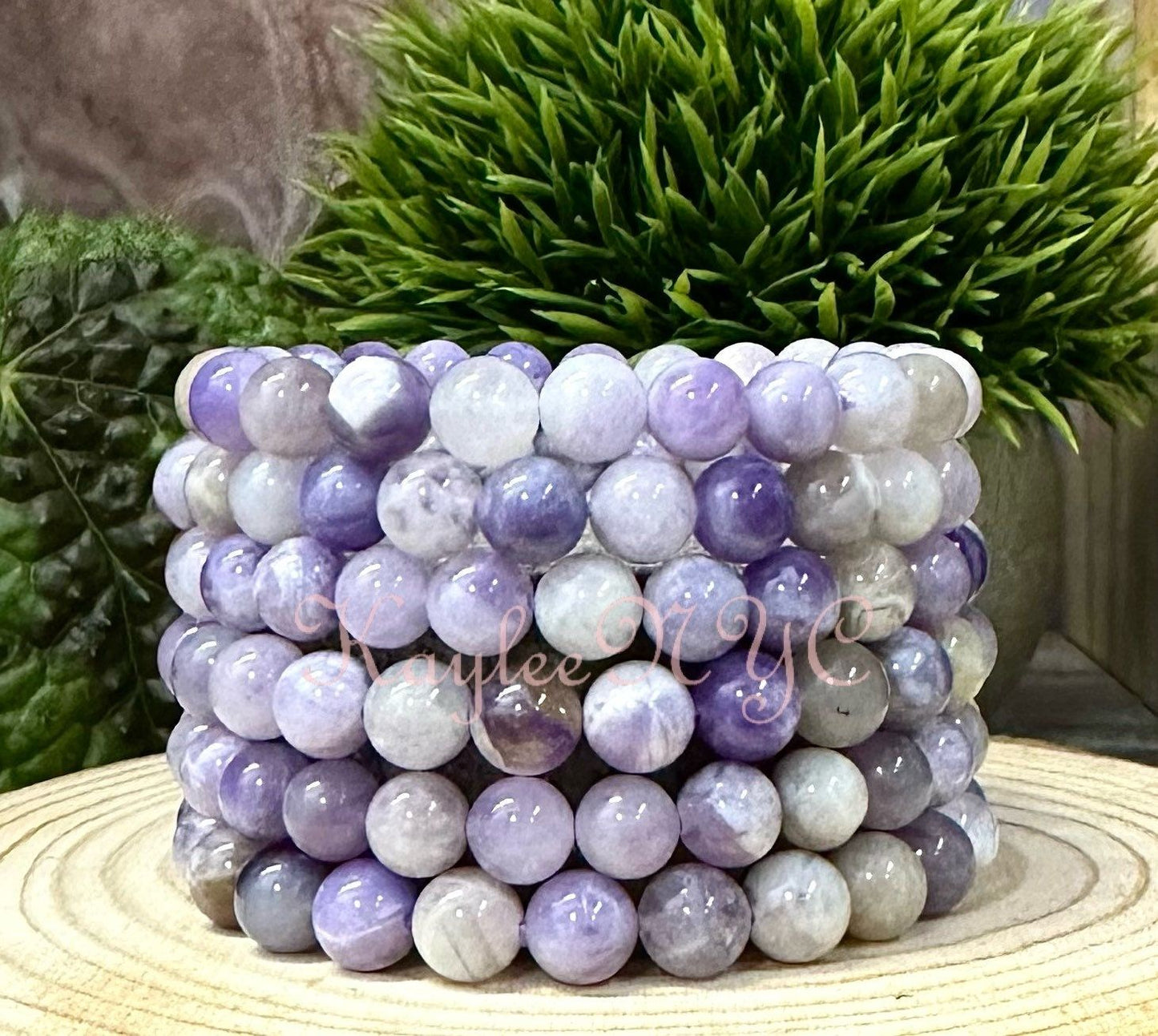 Wholesale 6 Pcs Natural Lavender Jade 8mm 7.5” Crystal Healing Stretch Bracelet