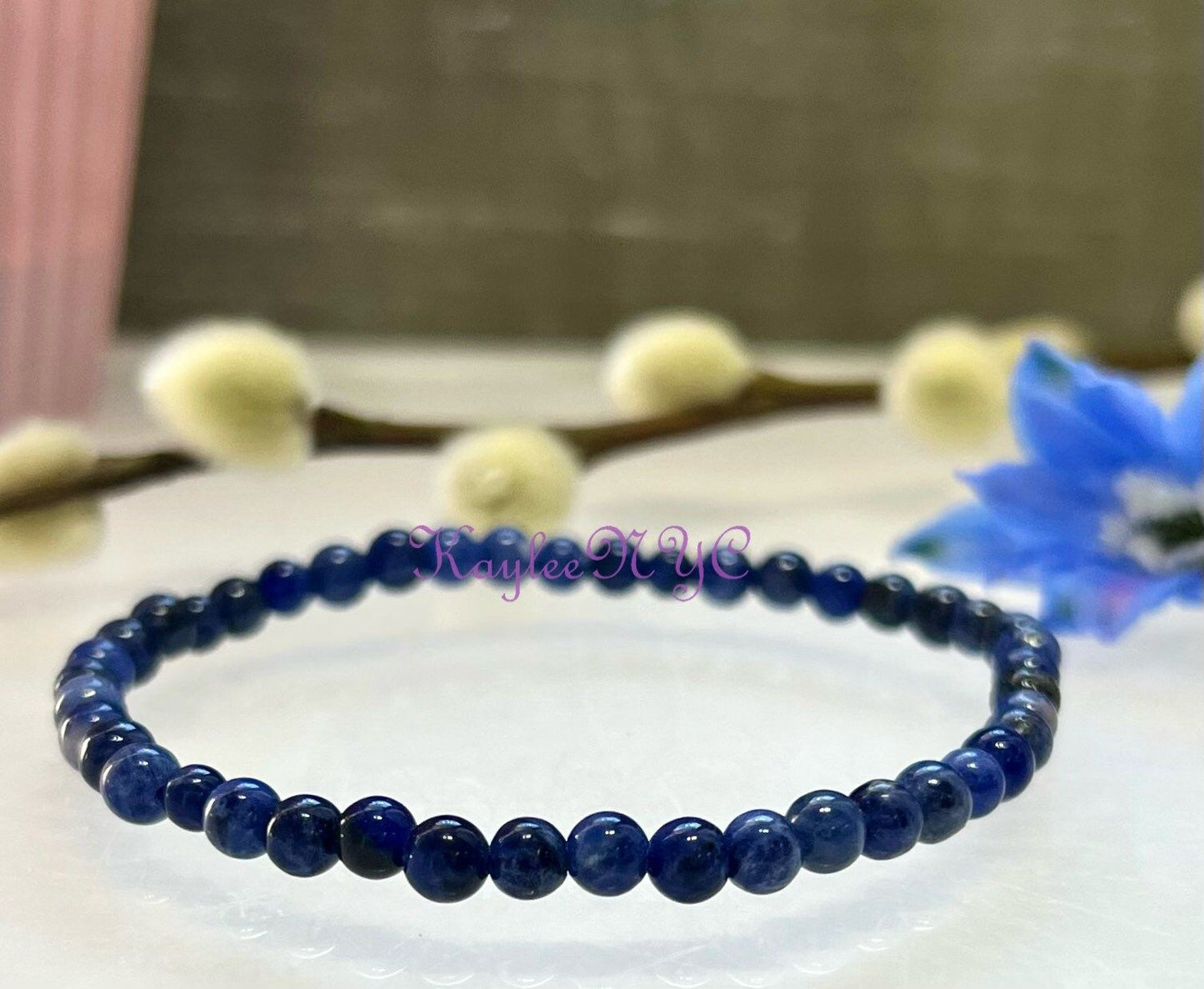 Wholesale Lot 6 Pcs Natural Sodalite 4mm 7.5” Crystal Healing Stretch Bracelet