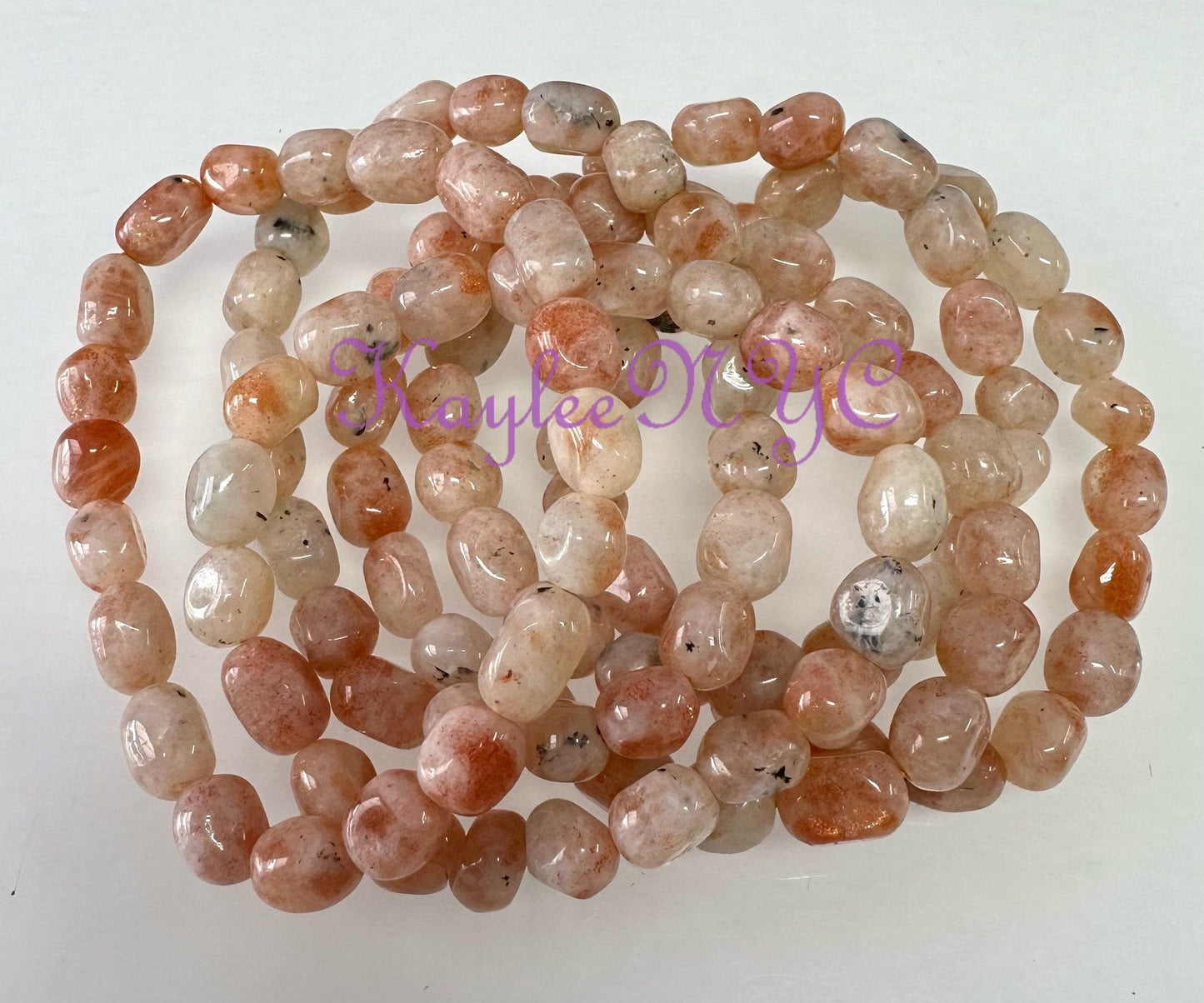 Wholesale 6 Pcs ~8mm 7.5” Natural Sunstone tumble Stretch Bracelet Crystal Healing Energy