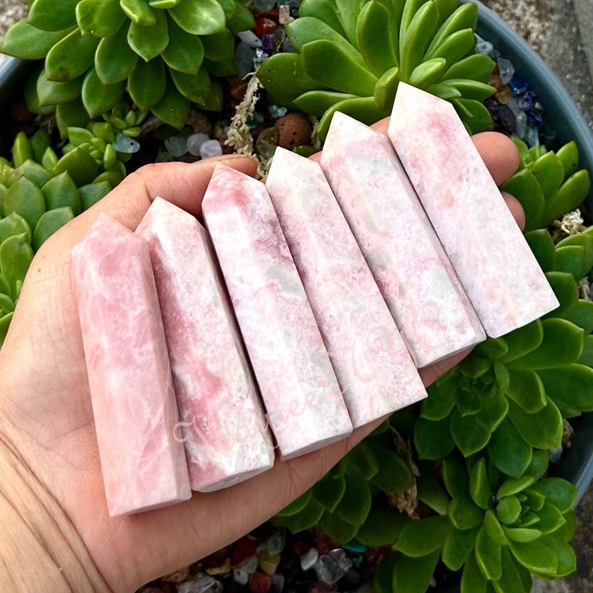 Wholesale Lot 1 Lb Natural Pink Jade Obelisk Tower Point Crystal Energy