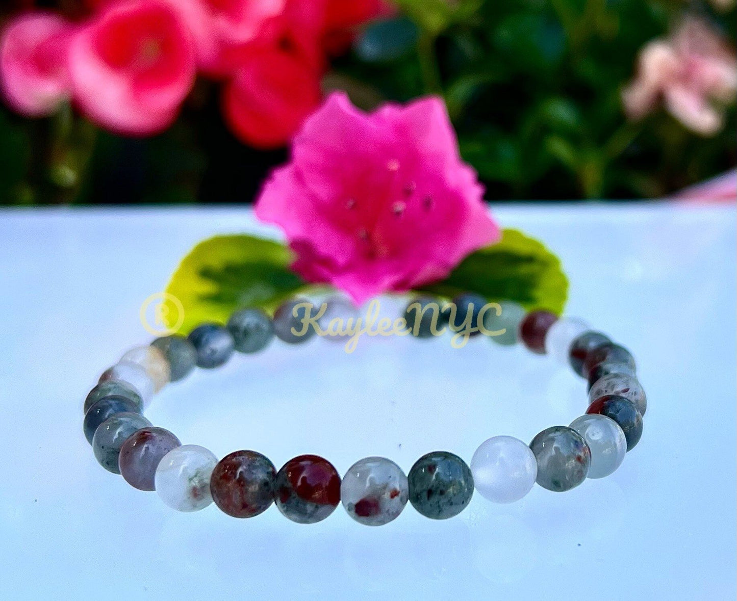 Wholesale Lot 6 Pcs Natural African Bloodstone 6mm 7.5” Crystal Healing Stretch Bracelet