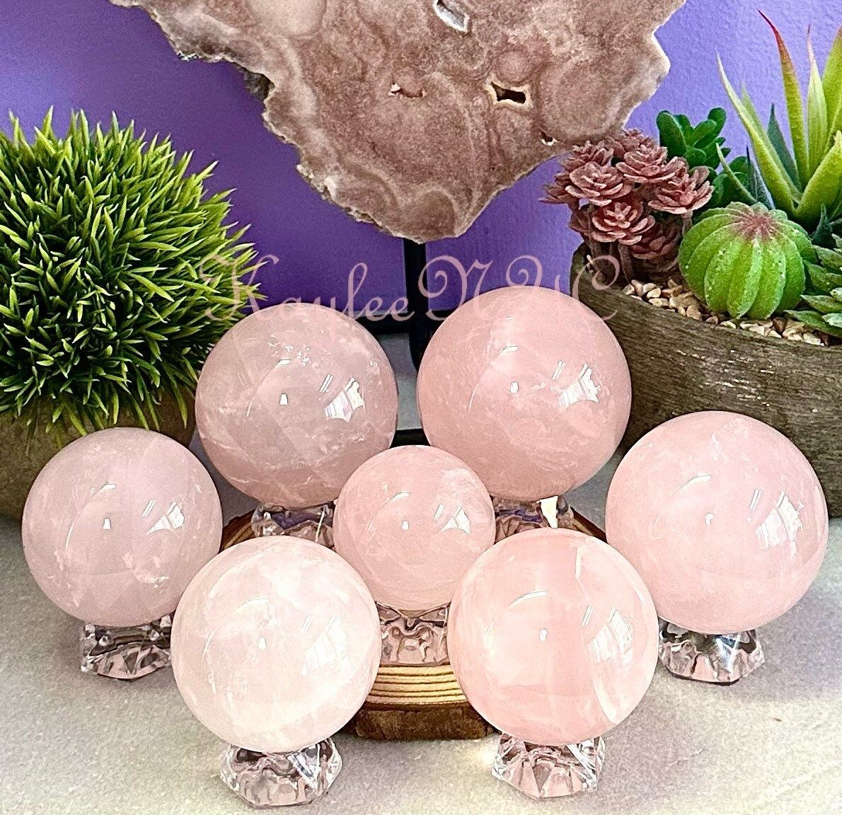 Wholesale Lot 7 PCs Natural Rose Quartz Spheres Crystal Ball very nice quality 4.8-5lbs