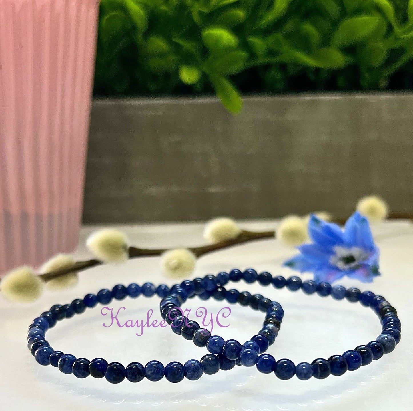 Wholesale Lot 6 Pcs Natural Sodalite 4mm 7.5” Crystal Healing Stretch Bracelet