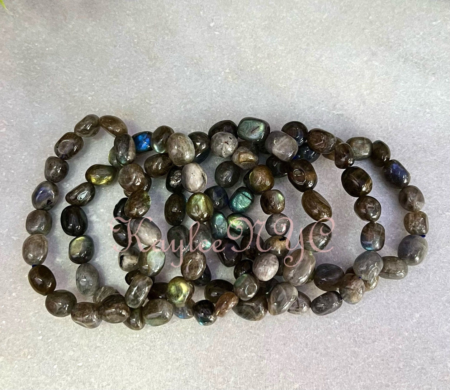 Wholesale 6 Pcs ~10mm 7.5” Natural Labradorite tumble Stretch Bracelet Crystal Healing