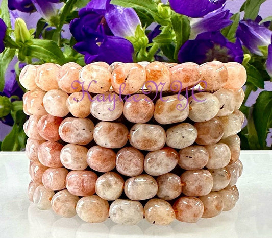 Wholesale 6 Pcs ~8mm 7.5” Natural Sunstone tumble Stretch Bracelet Crystal Healing Energy