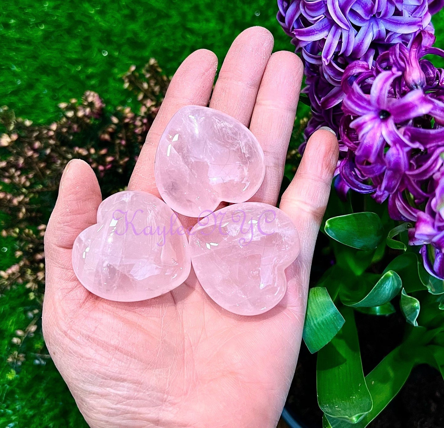 Wholesale Lot 10 Pcs 40mm Natural Rose Quartz Crystal Heart Healing Energy