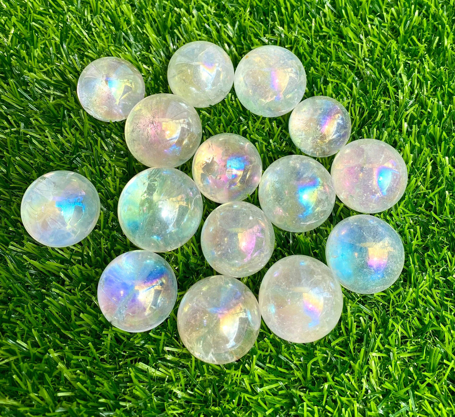 Wholesale Lot 1 Lb Angel Aura Clear Quartz Spheres Crystal Ball Healing