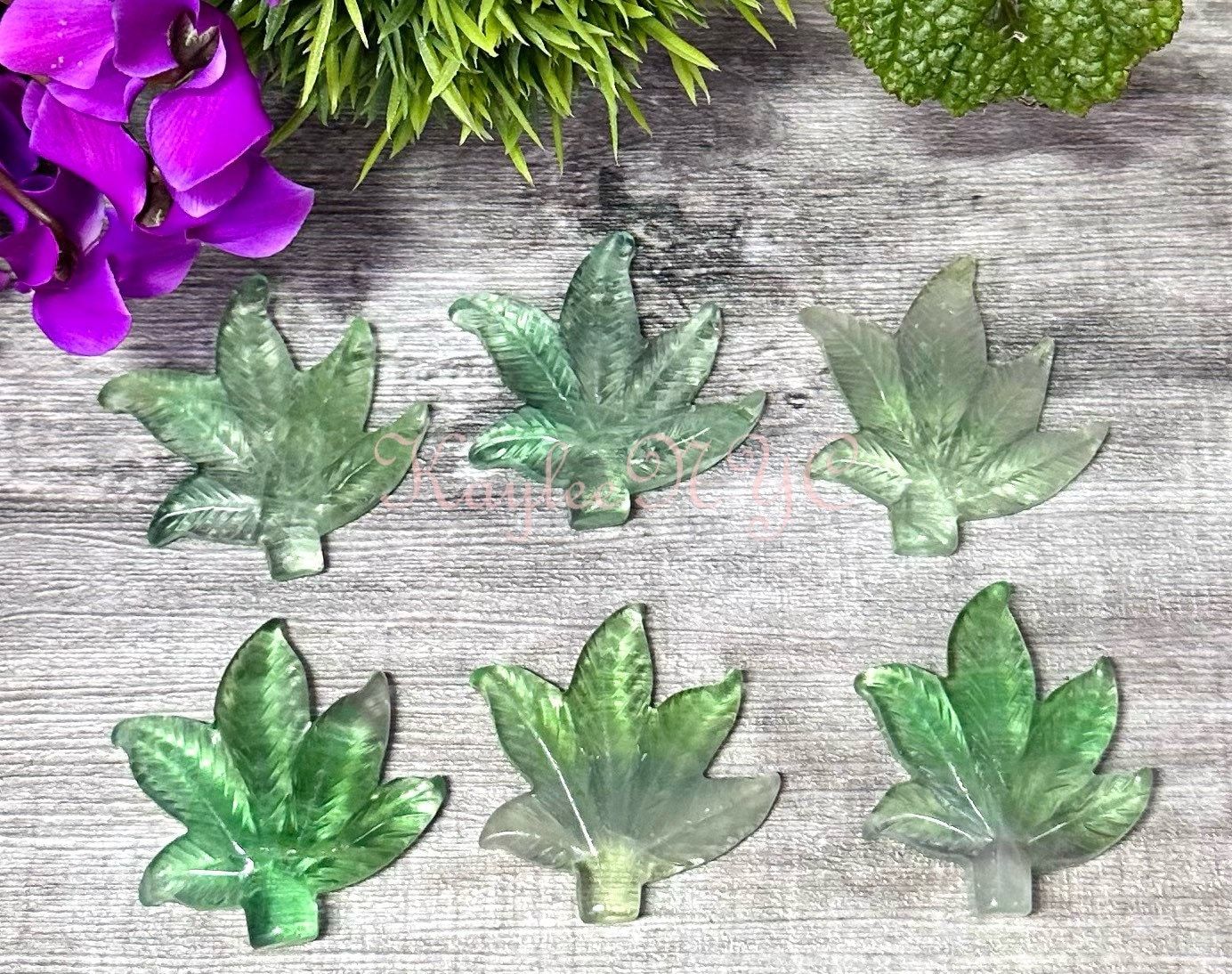 Wholesale Lot 6 PCs 2” Natural Fluorite Pot Leaf Healing Energy